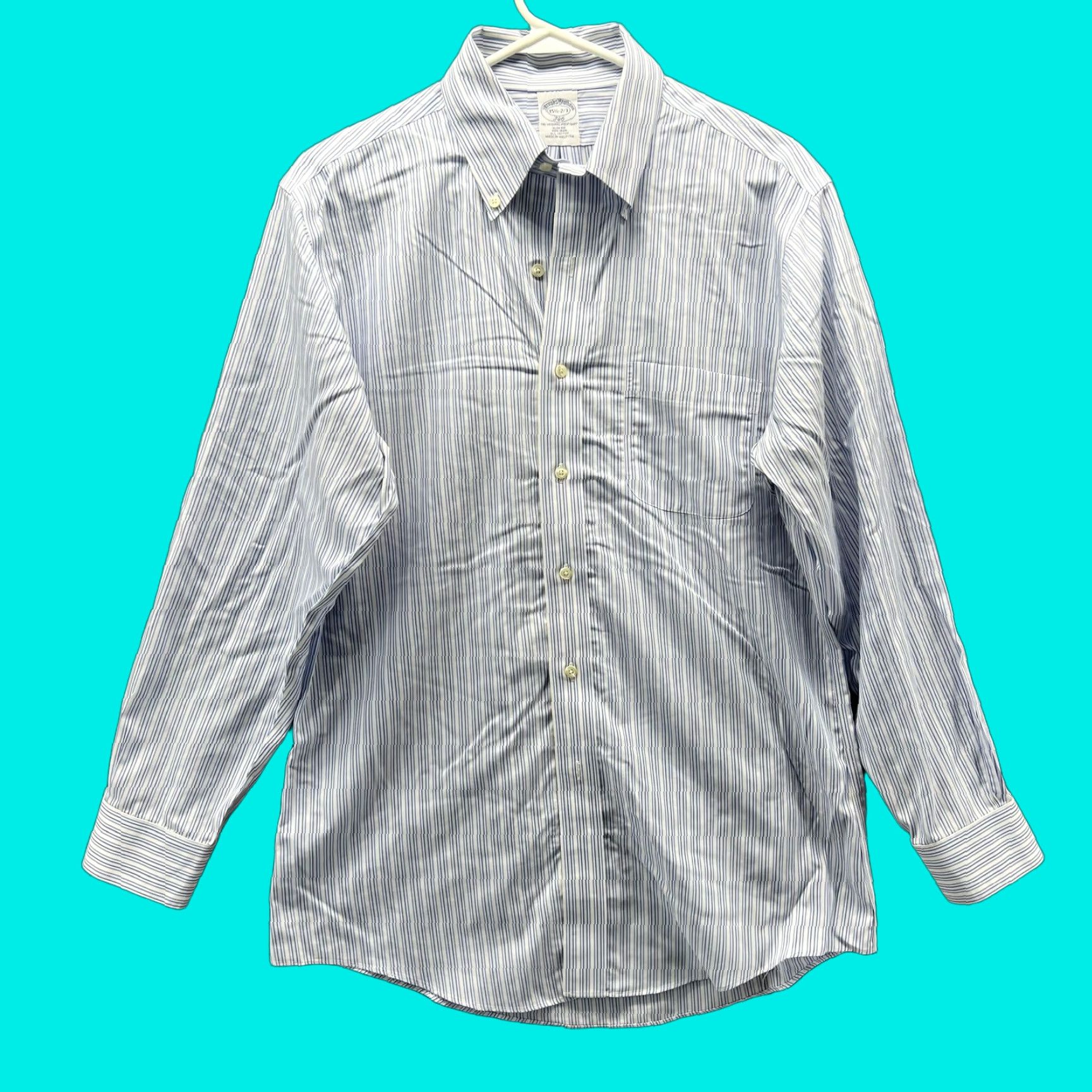 Brooks Brothers Brooks Brothers Shirt Mens 15.5 Blue Stripe 346 Non Iron Cotton Dress Shirt Long Sleeve Button-Down Collar Womens? Not applicable Size US L / EU 52-54 / 3 - 1 Thumbnail