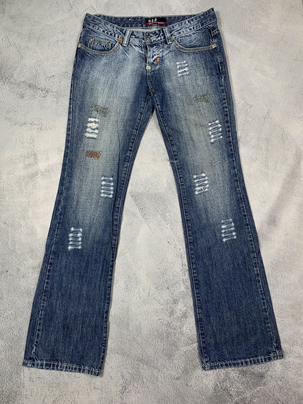Other Vintage Y2KJapanese denim stripe trousers low rise jeans 30 Size 30" / US 8 / IT 44 - 1 Thumbnail