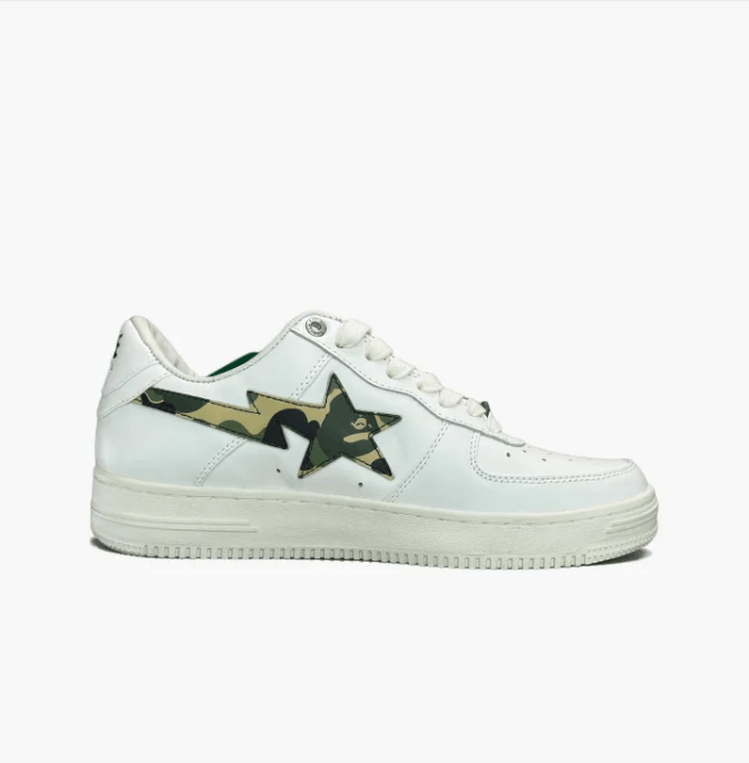 Bape A Bathing Ape Bapesta Low White Camo Star Sneakers Size US 10 / EU 43 - 5 Thumbnail