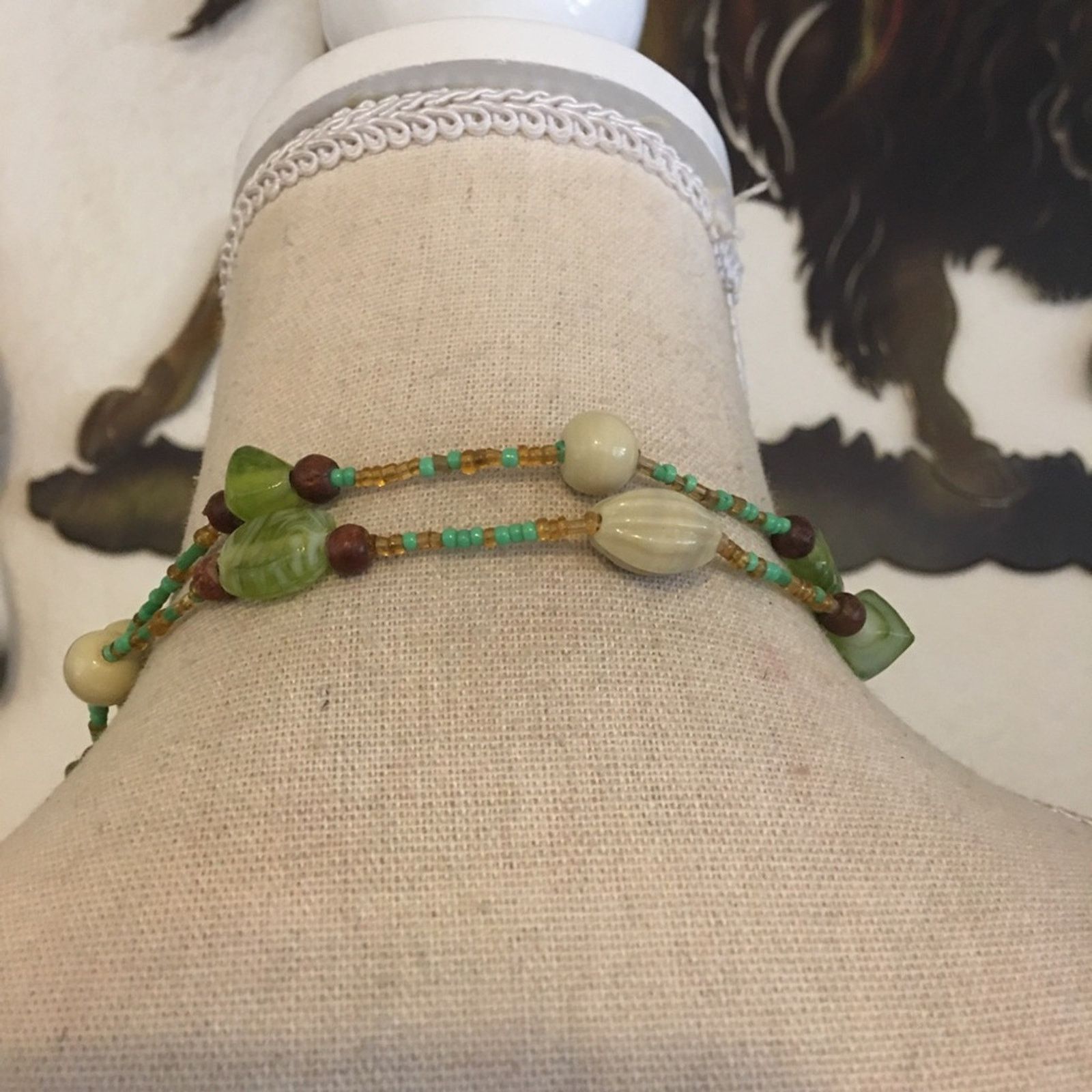 Handmade Natural forest earth tone glass bead necklace Size ONE SIZE - 6 Thumbnail