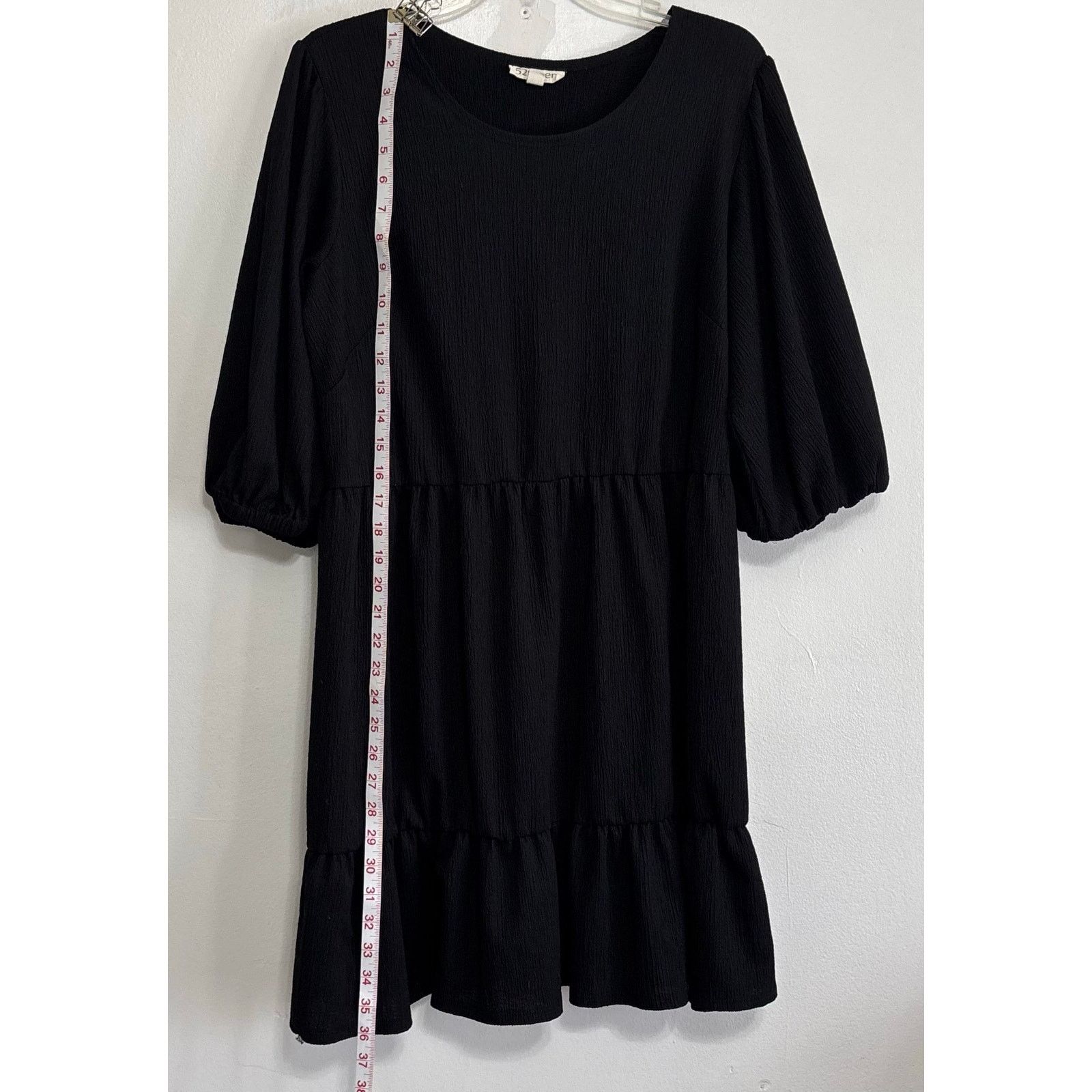 Other 52Seven Black Tiered Babydoll Mini Dress Balloon Sleeves Size L / US 10 / IT 46 - 3 Thumbnail