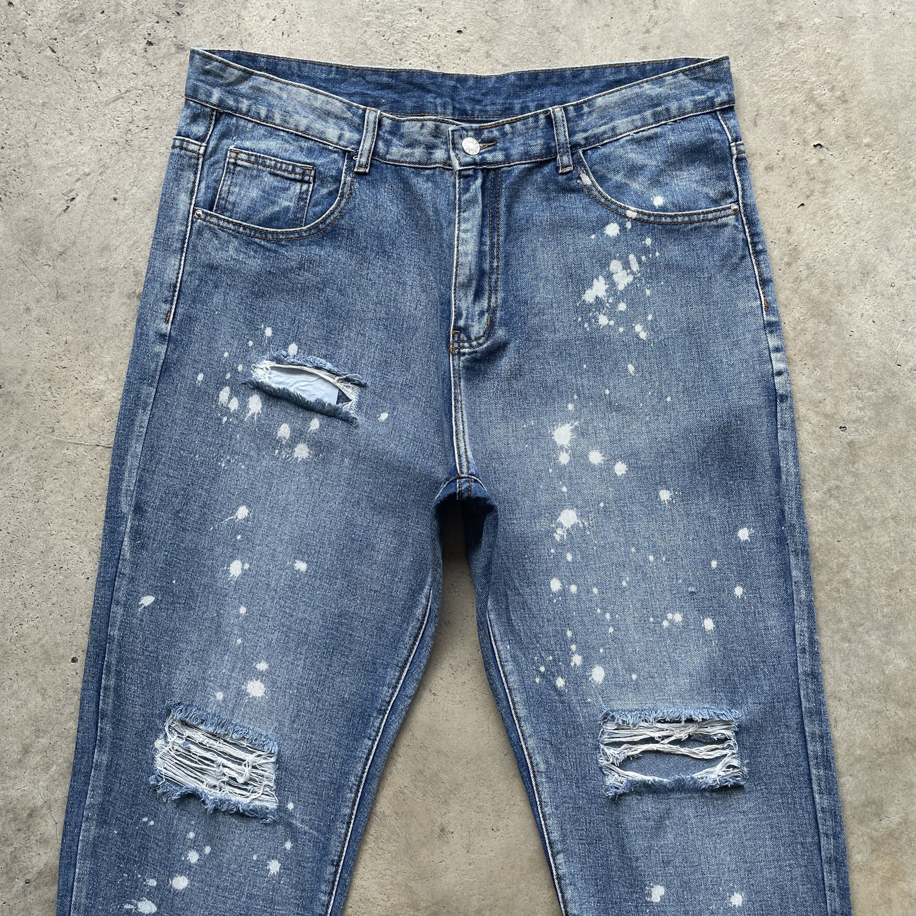 Japanese Brand × Shein Vintage Shein Japan Distressed Splash Painters Jeans Pants Size US 38 / EU 54 - 3 Thumbnail