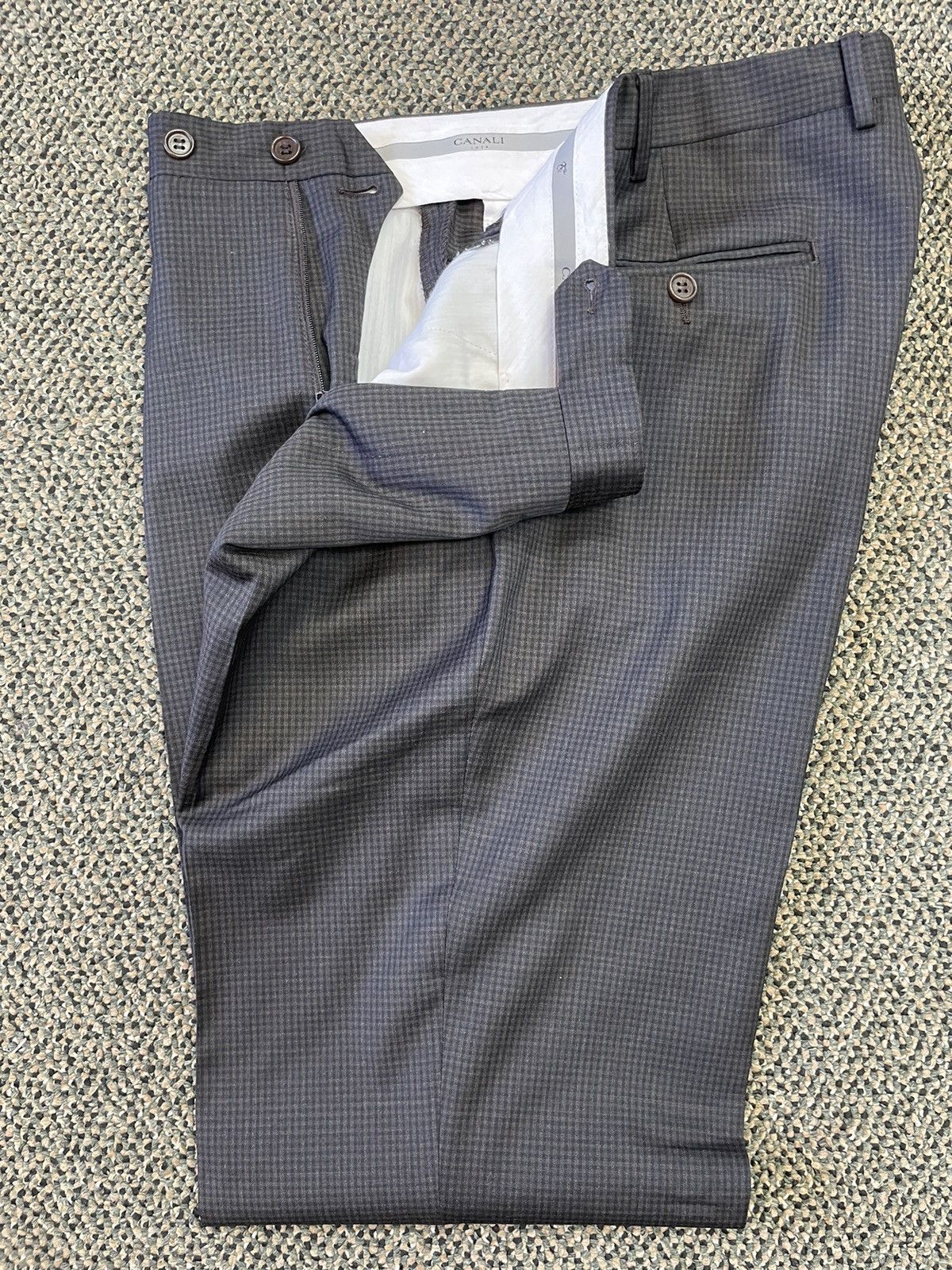 Canali Mini Check Wool Suit Size 40L - 10 Thumbnail