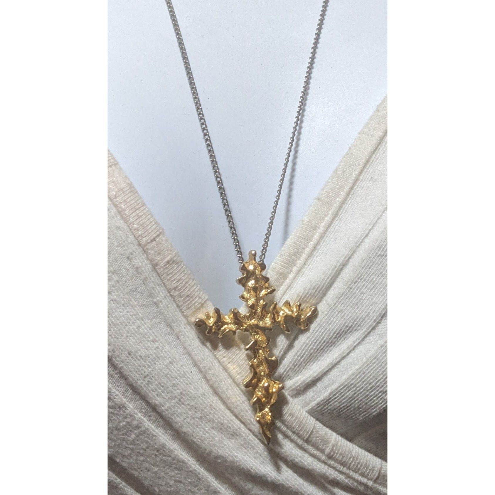Other Abstract Gold Flame Cross Pendant Necklace Size ONE SIZE - 6 Thumbnail