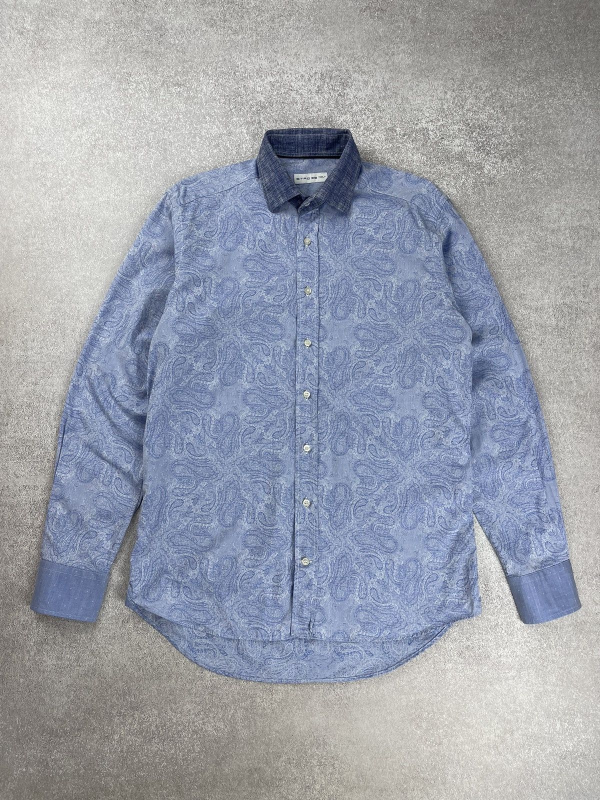 Etro Etro Printed Long Sleeve Shirt Blue Size US S / EU 44-46 / 1 - 1 Thumbnail