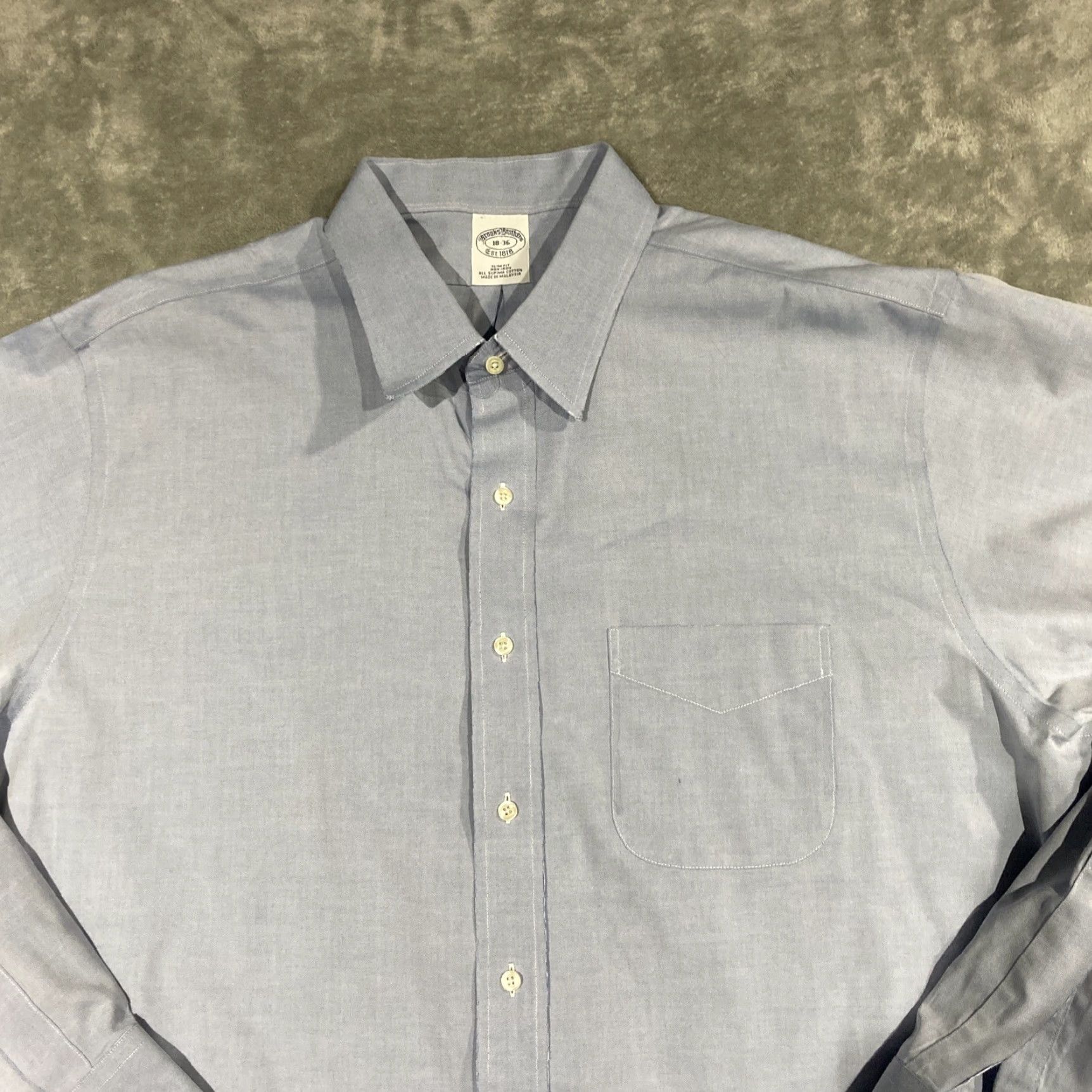 Brooks Brothers Brooks Brothers Shirt Mens Size 18-36 Blue Slim Fit Non Iron Long Sleeve Button-Up Shirt Size US XXL / EU 58 / 5 - 2 Thumbnail