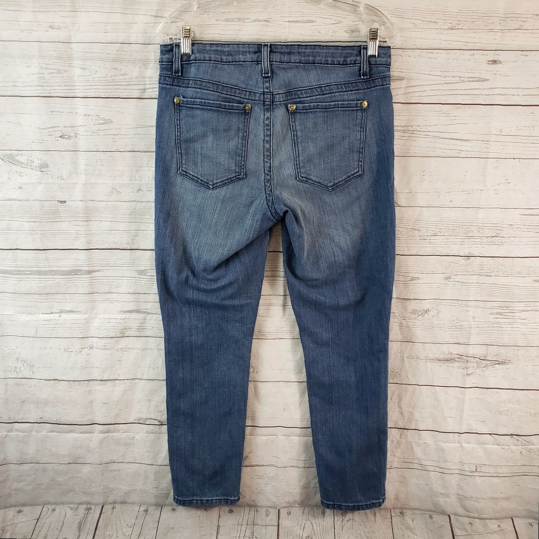 Vintage Cache Womens Crop Jeans 6 Blue Animal Print Trim Mid Rise Size 28" / US 6 / IT 42 - 3 Thumbnail
