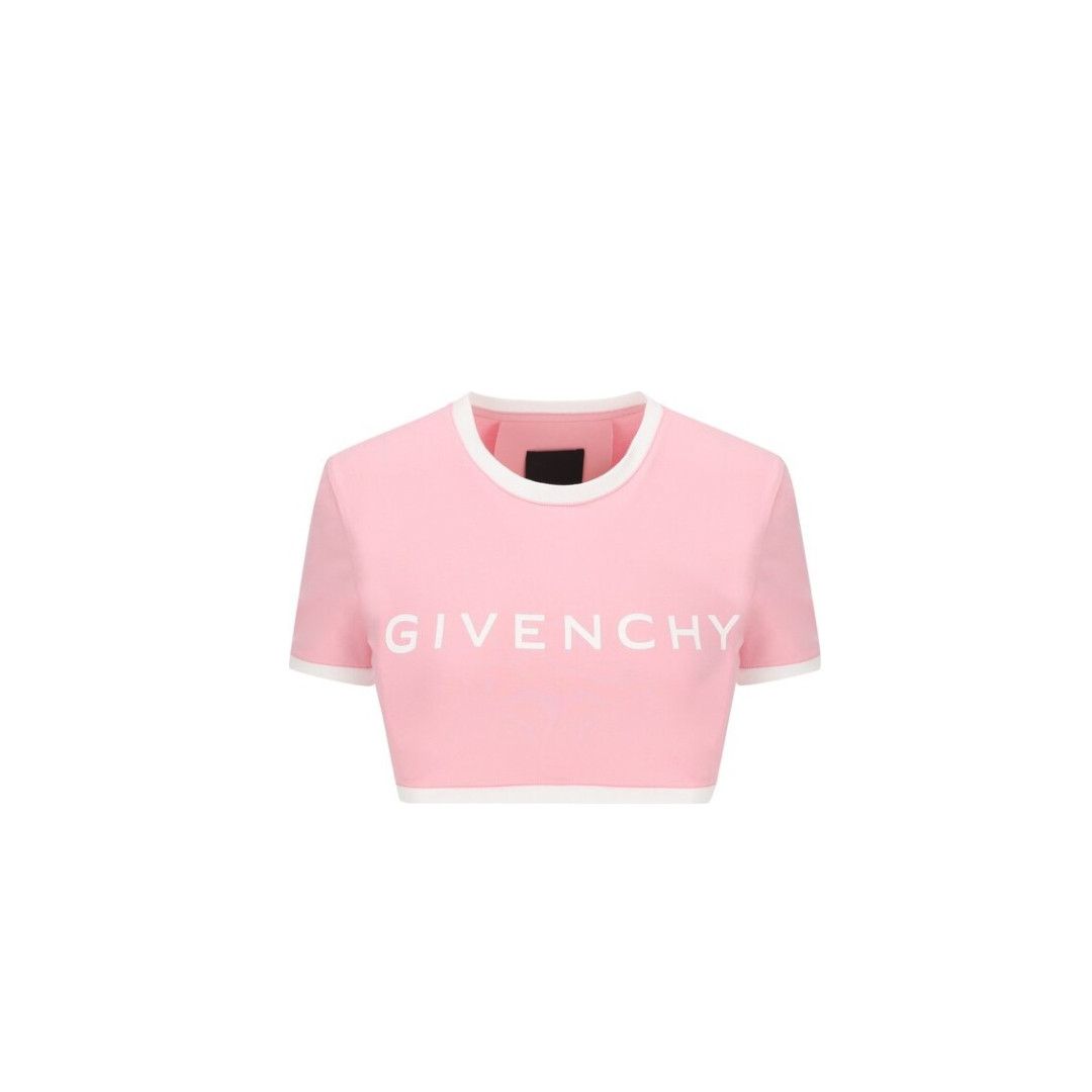 Givenchy o1srvl11e0924 Cropped T-Shirt in Pink/White Size S / US 4 / IT 40 - 1 Thumbnail