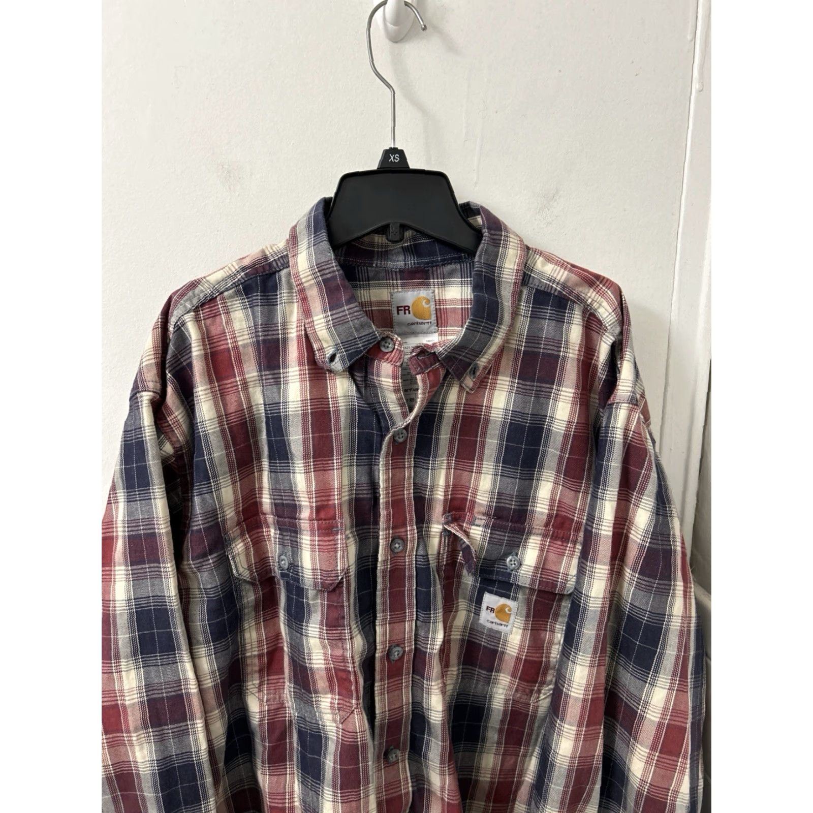 Carhartt Carhartt Shirt Mens XL Tall Red Navy Plaid FR Flame-Resistant CAT2 L/S 104507 Size US XL / EU 56 / 4 - 2 Thumbnail