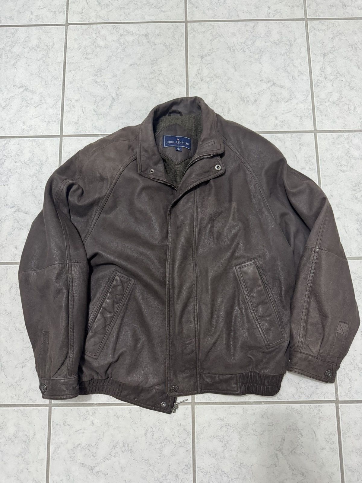 Vintage John Ashford brown leather jacket Size US L / EU 52-54 / 3 - 1 Thumbnail