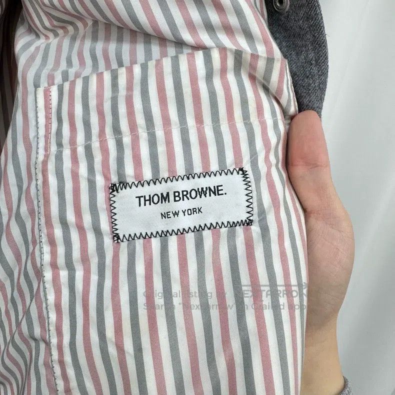 Thom Browne Thom Browne Grey Wool Striped Down Shirt Jacket Size XS / US 0-2 / IT 36-38 - 7 Thumbnail