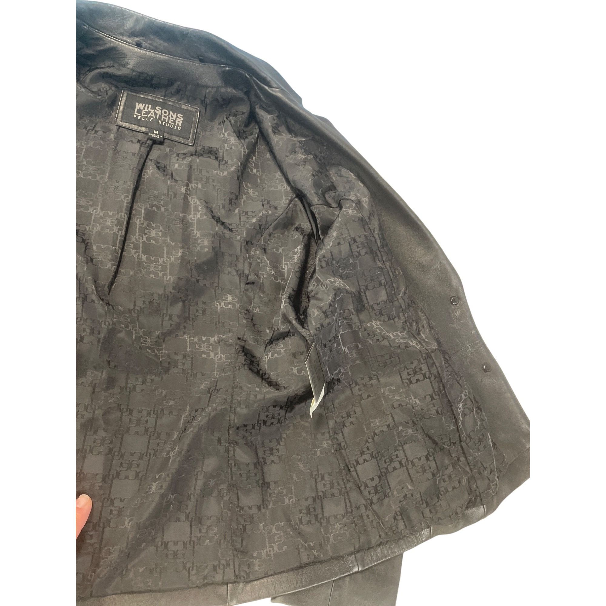 Wilsons Leather Wilsons Leather Pelle Studio Womens Black Leather Blazer Jac Size M / US 6-8 / IT 42-44 - 11 Thumbnail