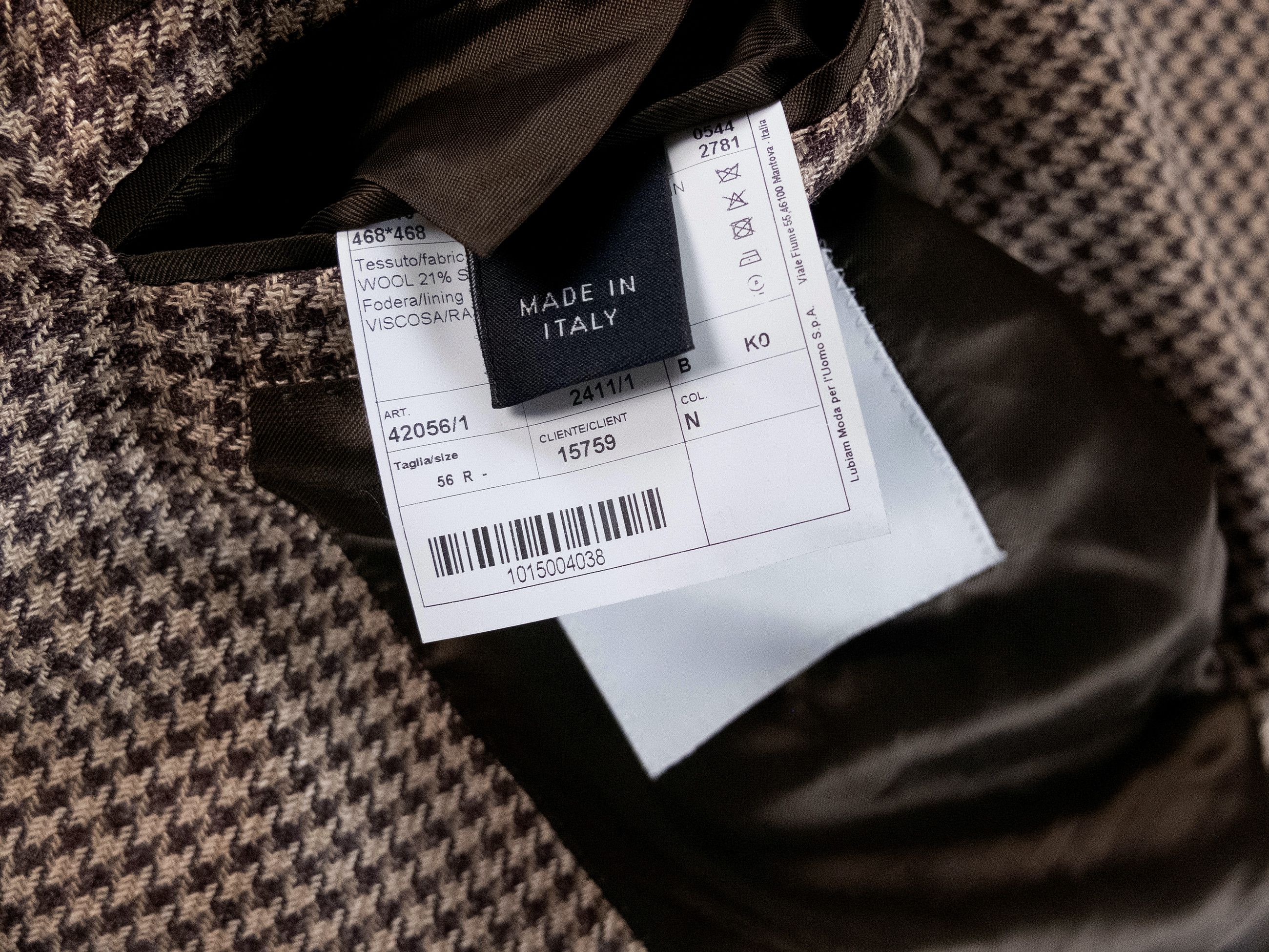 Luigi Bianchi LUIGI BIANCHI brown wool silk linen houndstooth sportcoat Size 46R - 8 Thumbnail