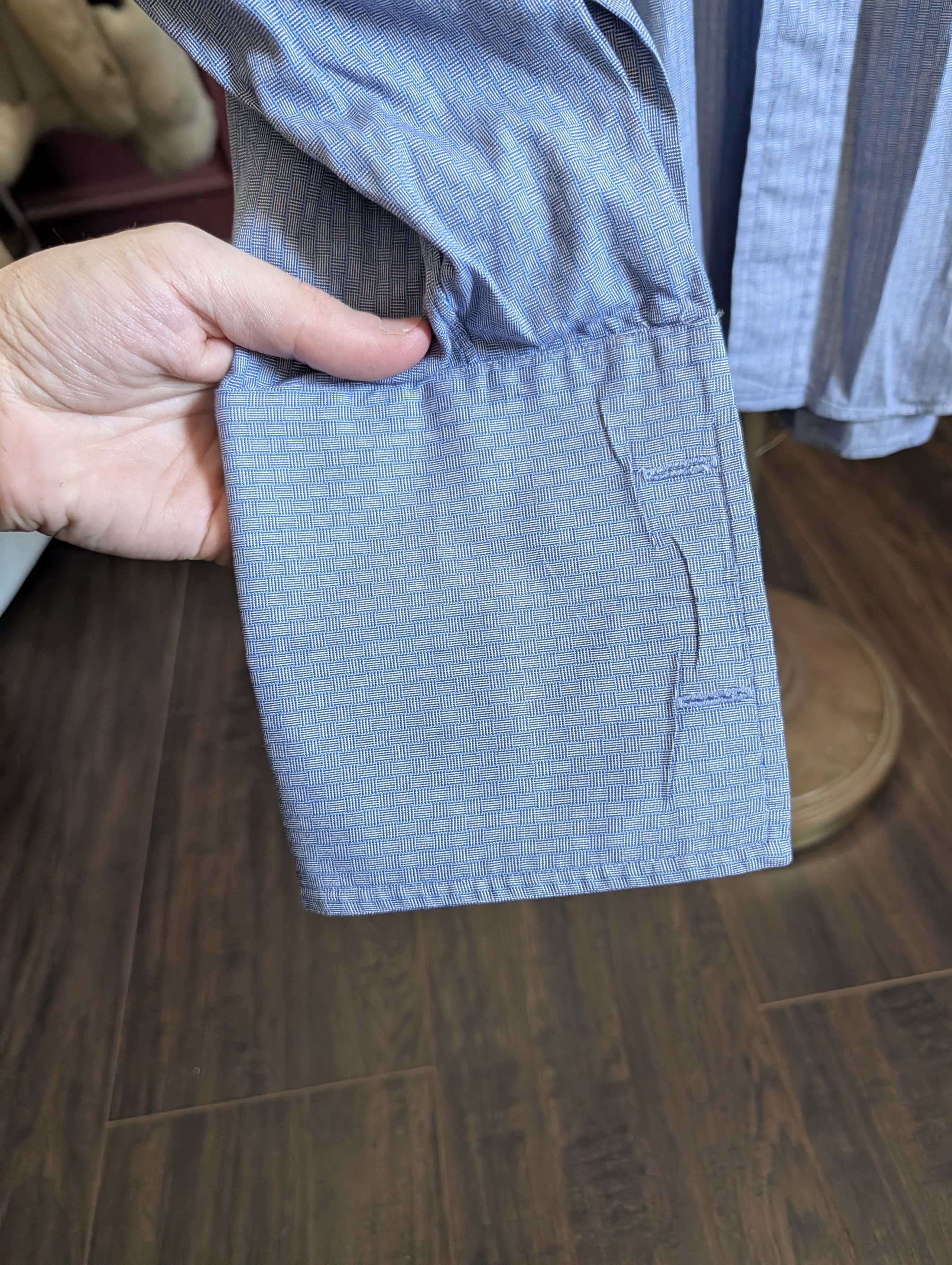Barneys New York VTG blue patterned made in USA cotton French cuff shirt Size US XL / EU 56 / 4 - 8 Thumbnail