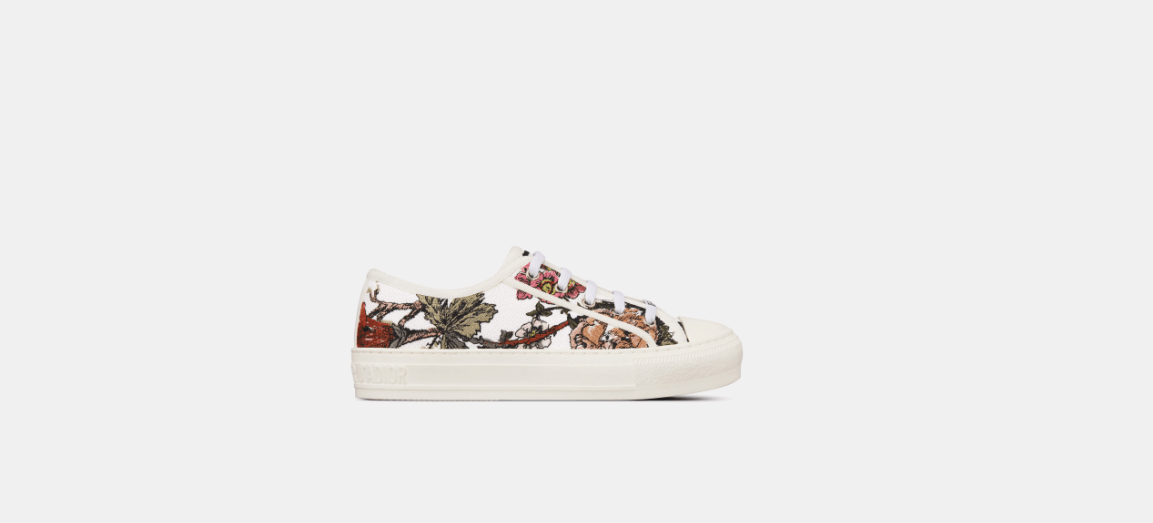 image of O1W1Db10124 Jardin Botanique Embroidery Walk'Dior Sneaker in White, Women's (Size 6)