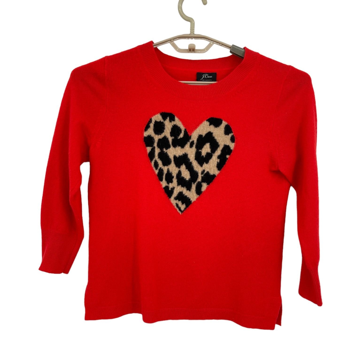 J.Crew J Crew 100 Cashmere Crew Neck Sweater Red Leopard Heart M Grailed