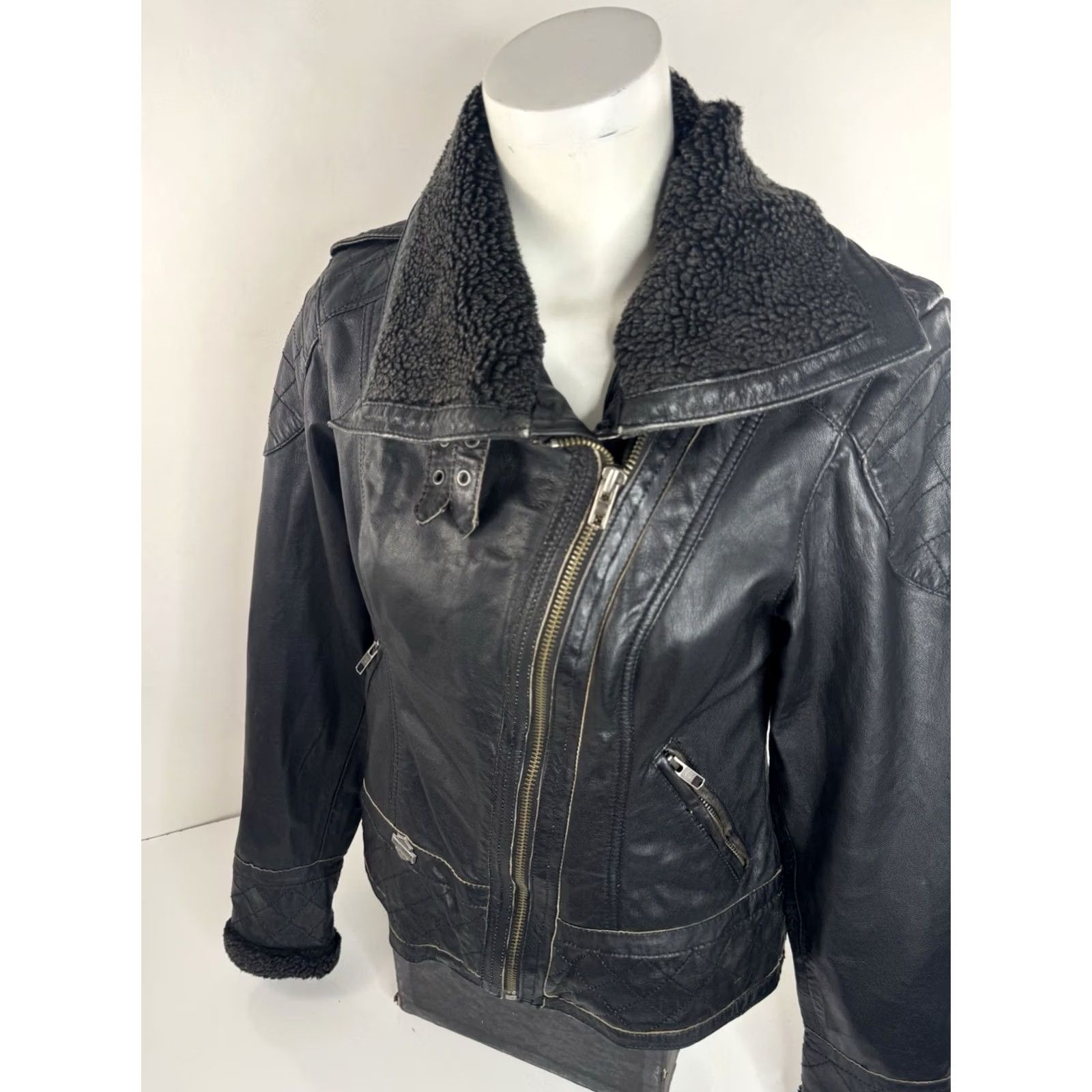Harley Davidson HARLEY-DAVIDSON Leather Womens XS Biker Motorcycle Jacket Shirt/Outerwear? Size XS / US 0-2 / IT 36-38 - 5 Thumbnail