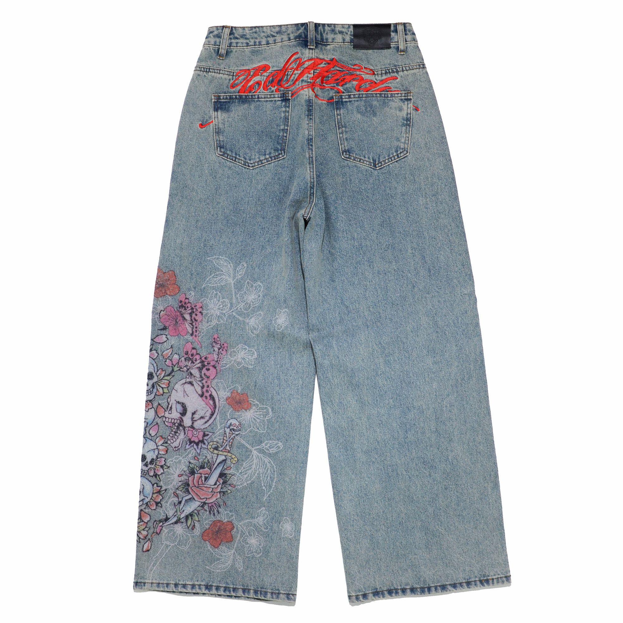 Ed Hardy [Tiny Flaw & Wrong Size Tag] Ed Hardy Jeans Wide Leg Size US 31 - 2 Thumbnail