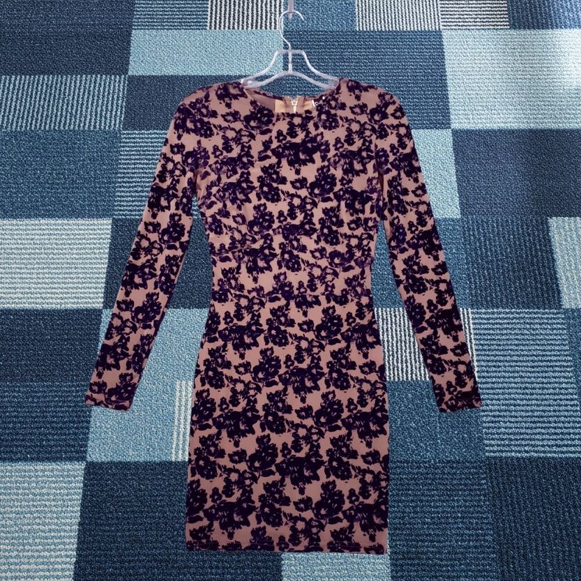Vintage Windsor Dress Womens XS Brown Floral Crew Neck Long Sleeves Mini Short Length Size XS / US 0-2 / IT 36-38 - 1 Thumbnail