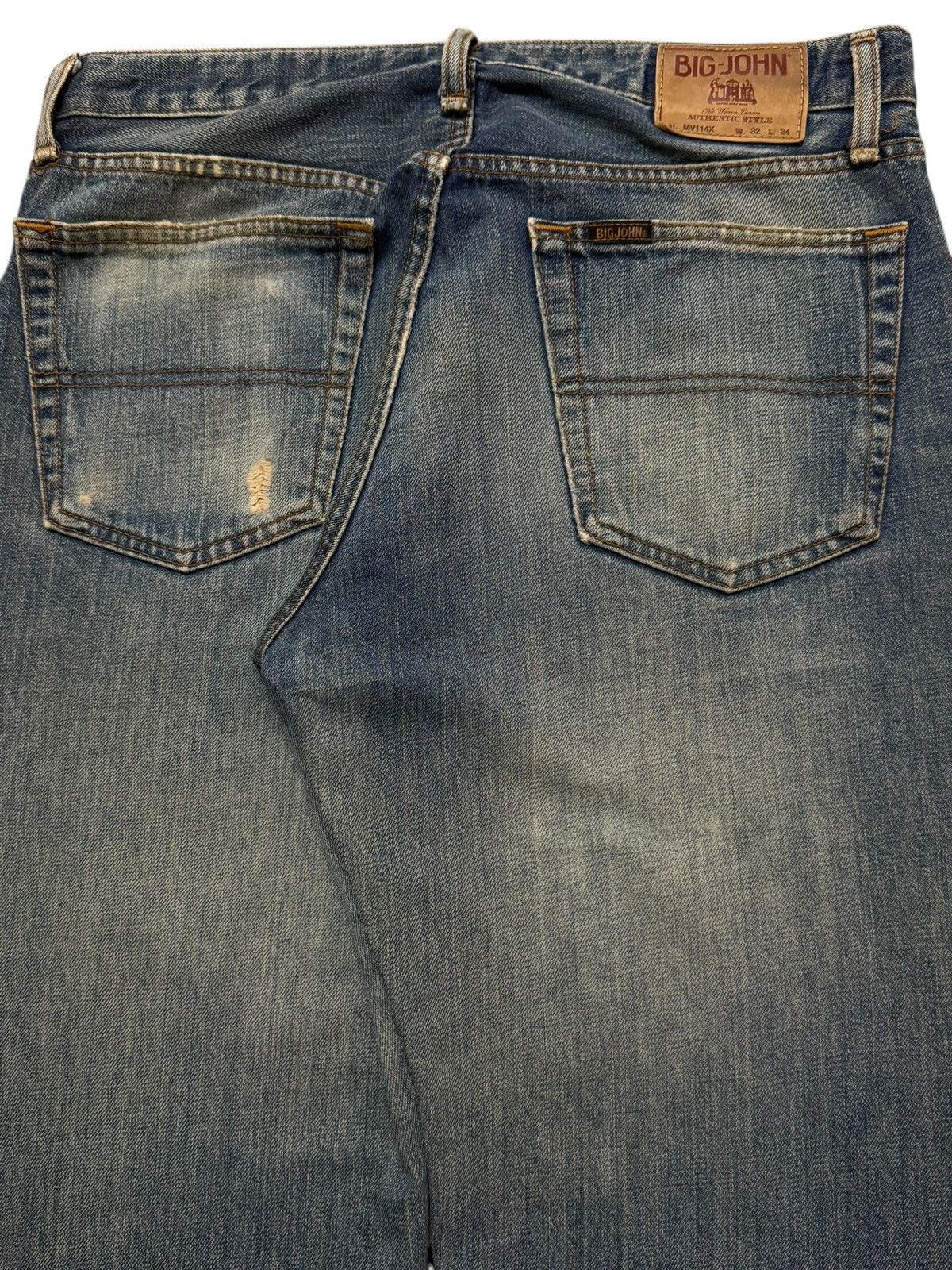 Big John Vintage 90s Big John Blue Faded Wash Distressed Wide Leg Size US 32 / EU 48 - 4 Thumbnail