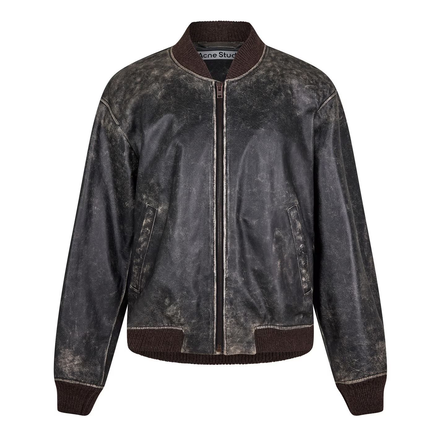 Acne Studios o1g2r1mq0825 Leather Bomber Jacket in Black Size US XL / EU 56 / 4 - 1 Thumbnail