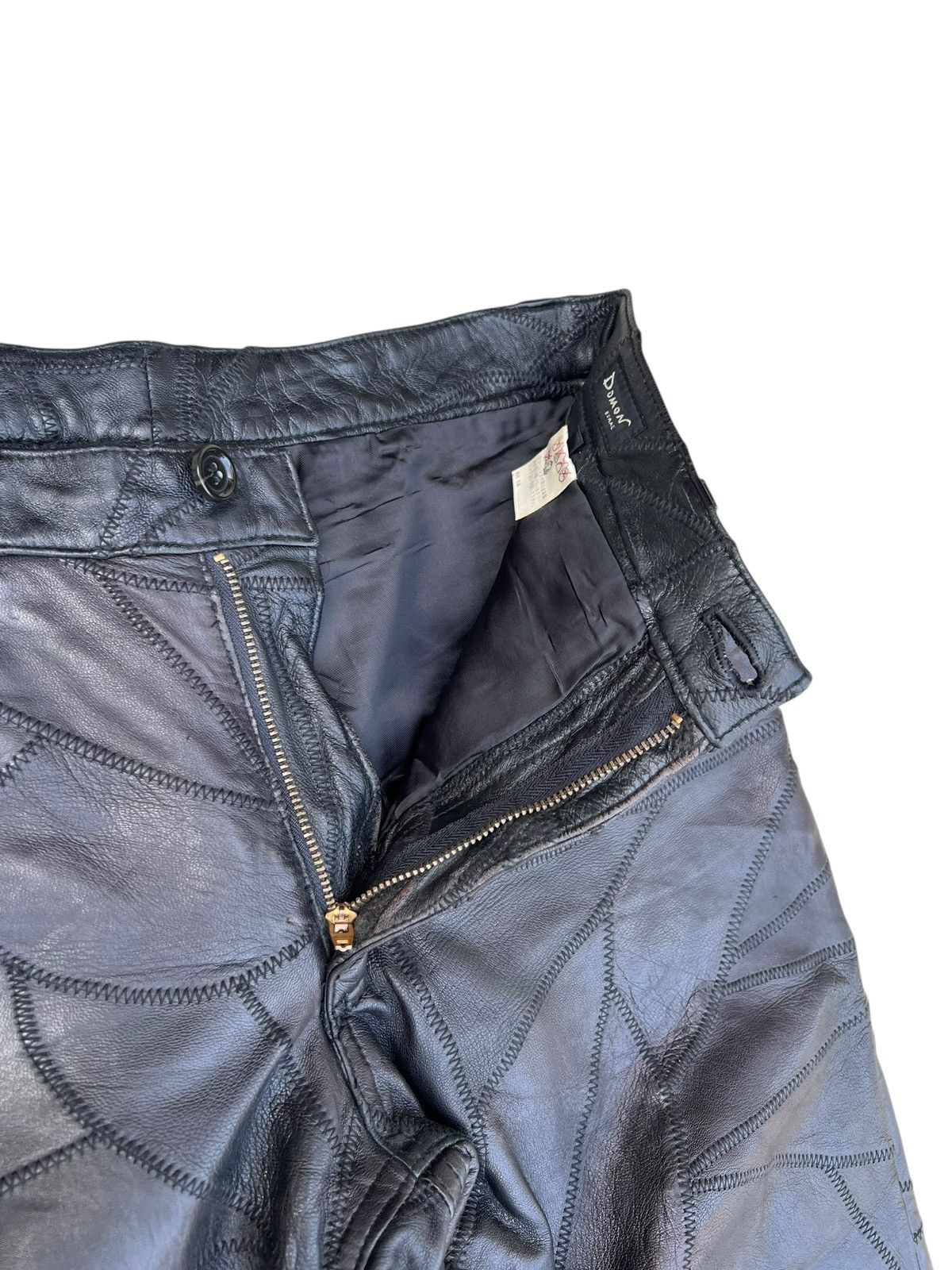Leather Vintage DOMON HOMME Japan Patchwork Sheepskin Leather Jeans Size US 29 - 8 Thumbnail