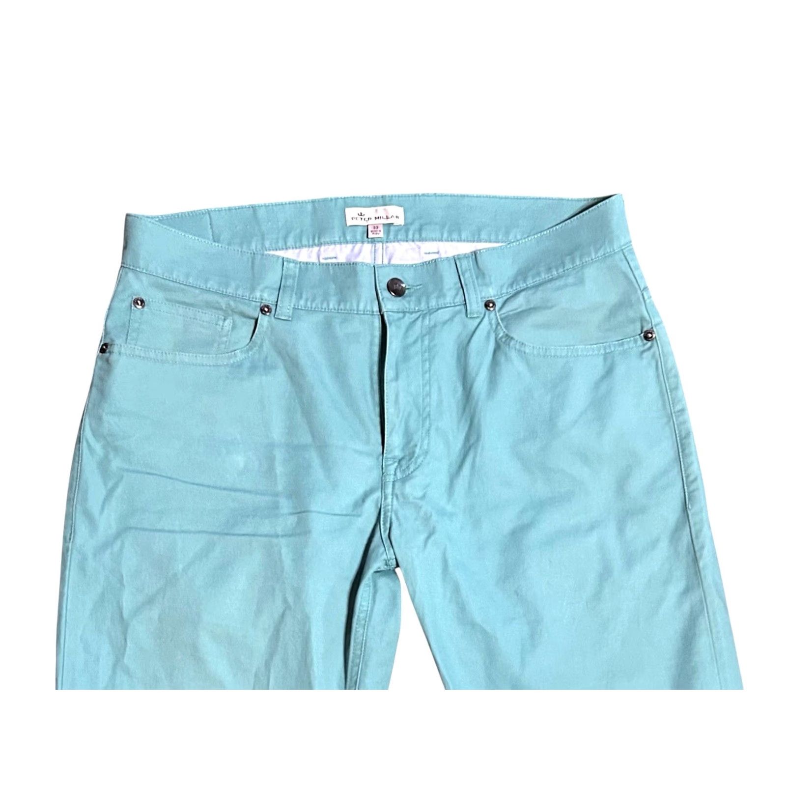 Peter Millar Peter Millar Pants Mens 33x34 Green Teal Performance Five Pocket Golf Slacks Mens Regular Straight Green 5 Pocket Peter Millar Crown Size US 33 - 5 Thumbnail