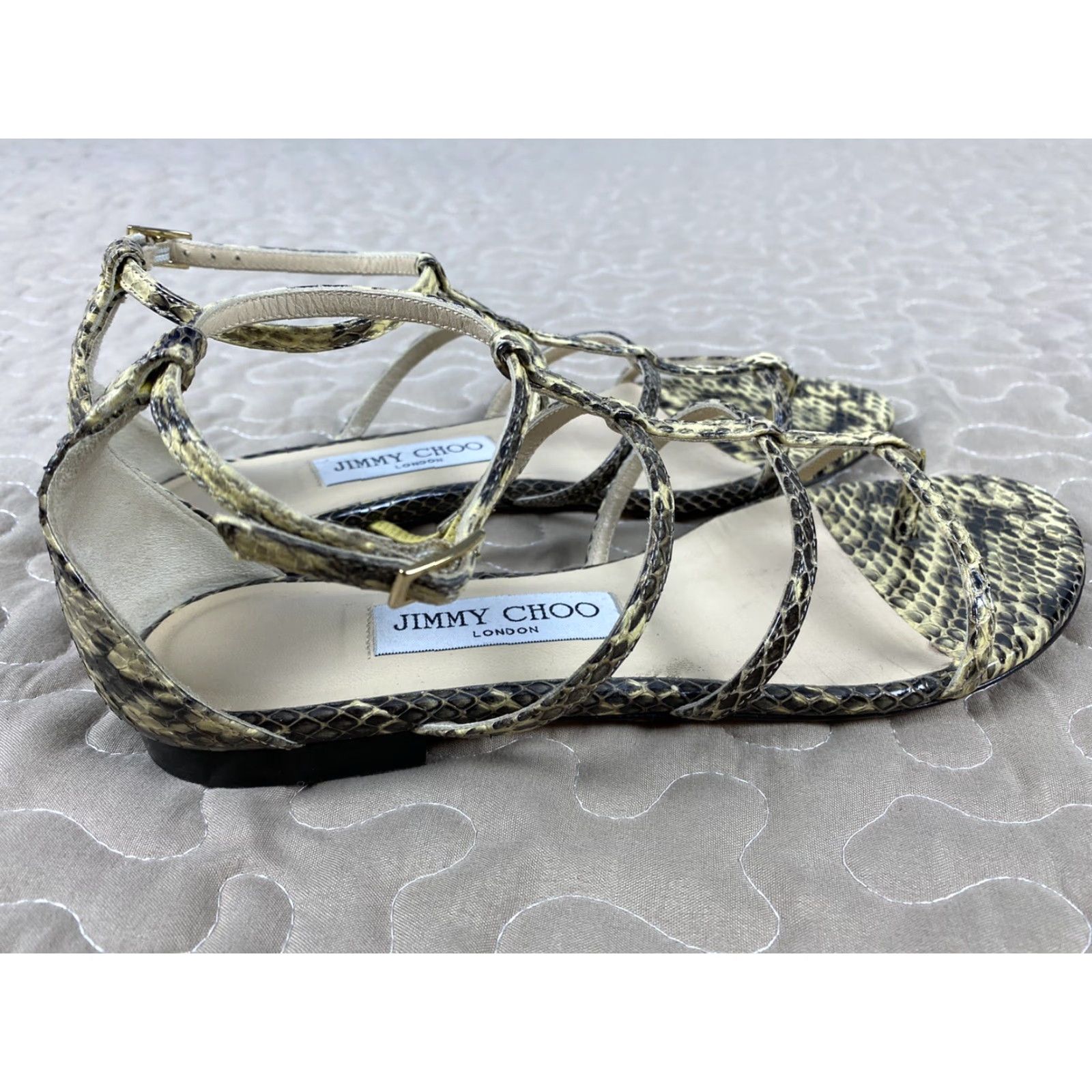 Jimmy Choo VINTAGE Jimmy Choo Snakeskin Elaphe Dory Gladiator Flat Thong Sandals Sz 36 6US EUC Women Gladiator Flat Sandals Snakeskin US 6 Womens Size US 6 / IT 36 - 5 Thumbnail