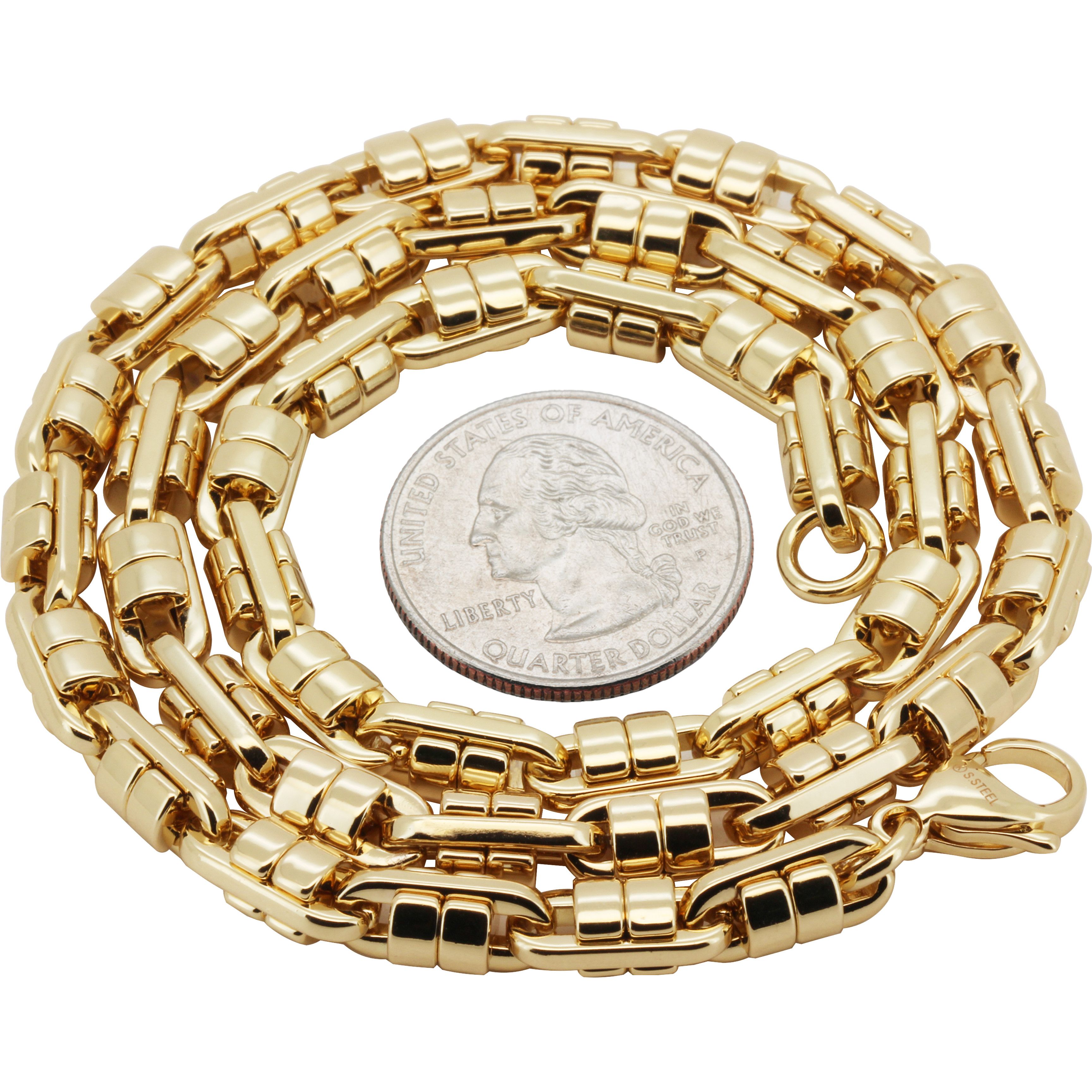 Other 316L SS 14k Gold Plated 6mm Barrel Link Chain Necklace 20” Size ONE SIZE - 2 Thumbnail