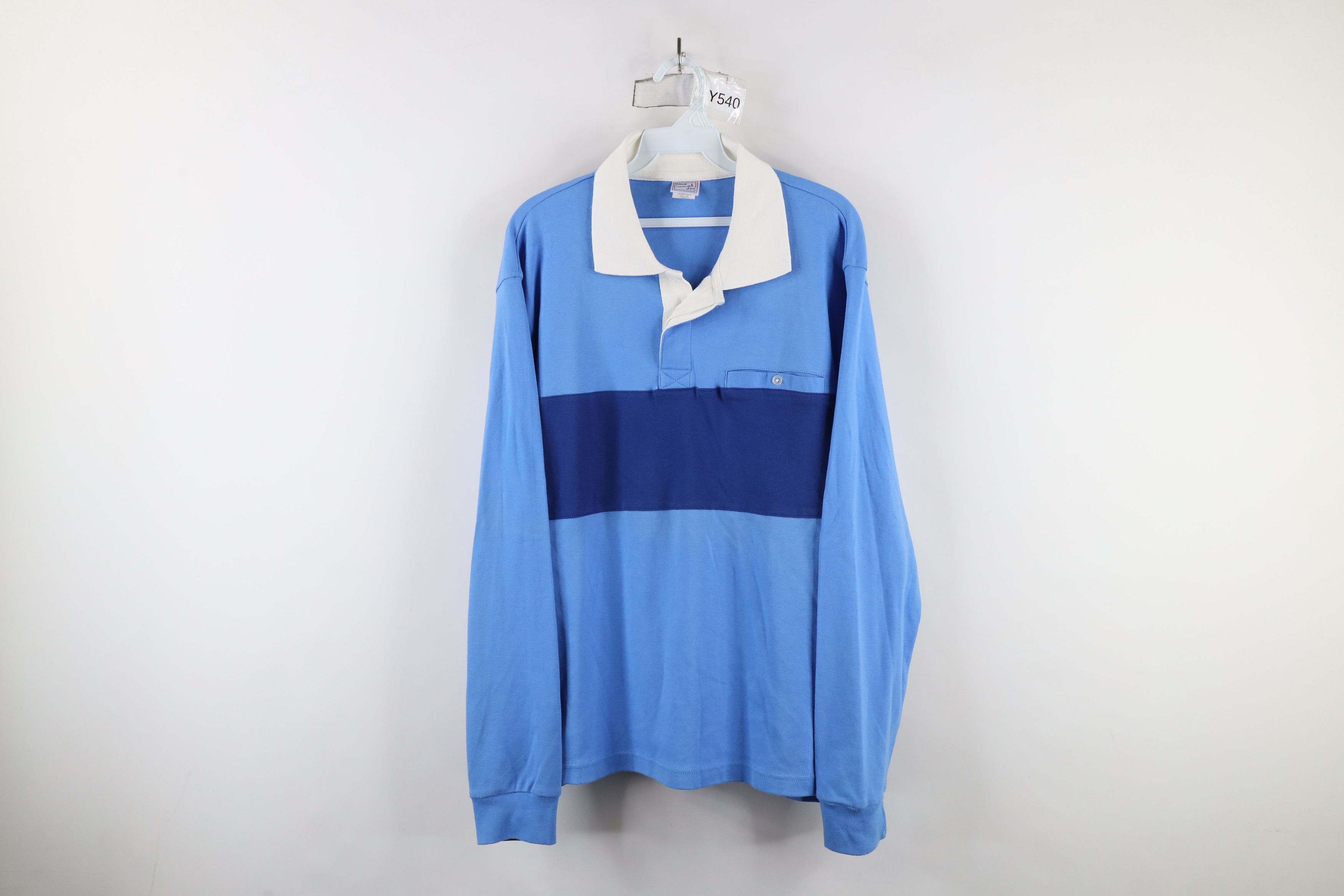 Vintage Vintage 90s Streetwear Block Long Sleeve Rugby Polo Shirt Size US L / EU 52-54 / 3 - 1 Thumbnail