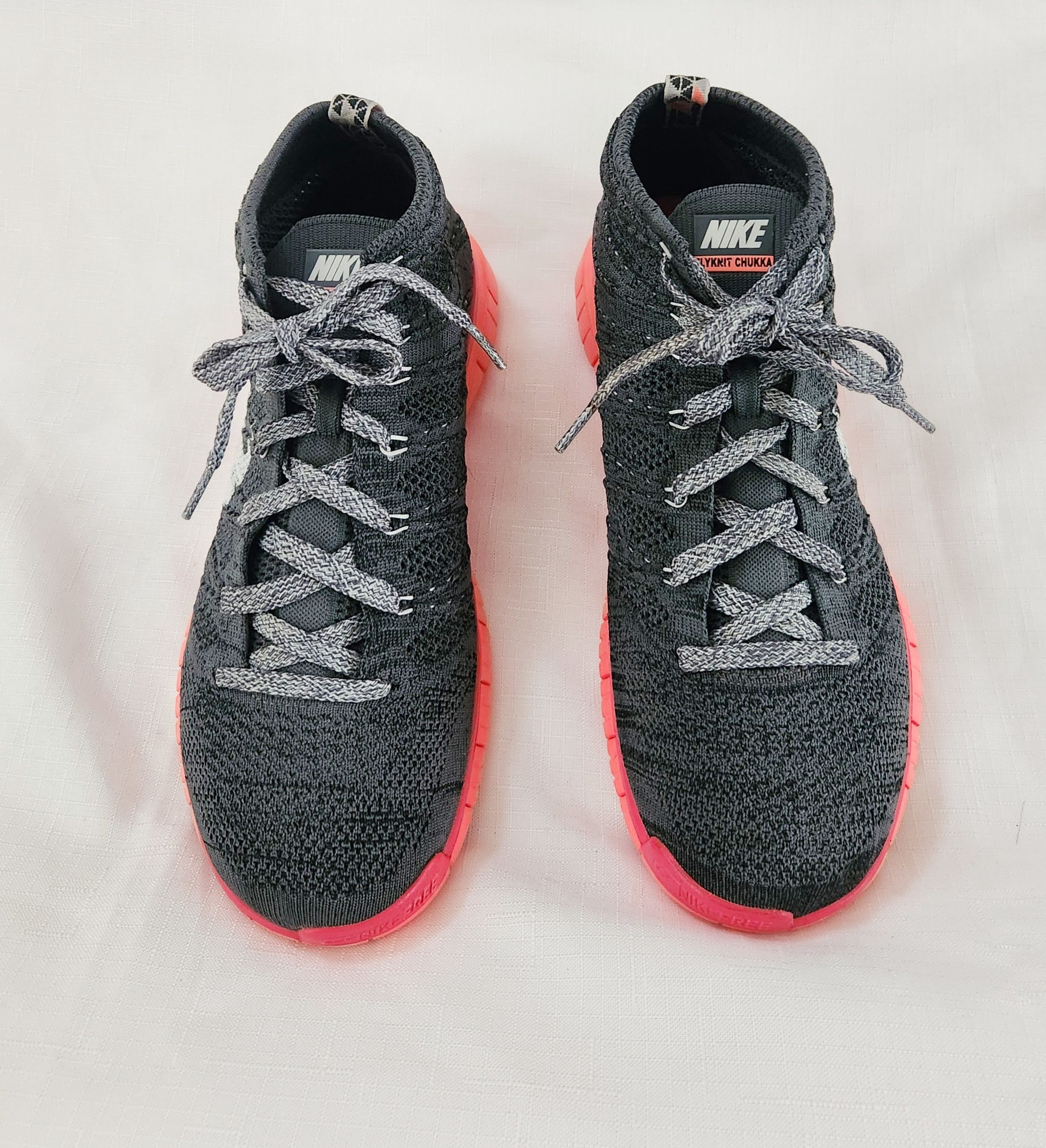 Nike Free Flyknit Chukka Grey Hot Lava 639700-005 Size