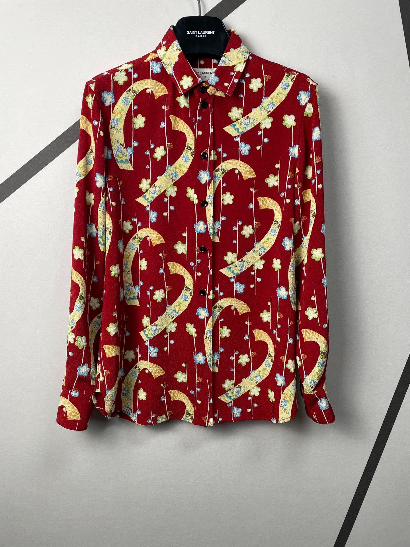 Saint Laurent Paris Authentic Saint Laurent gold floral ribbon shirt Size US S / EU 44-46 / 1 - 1 Thumbnail