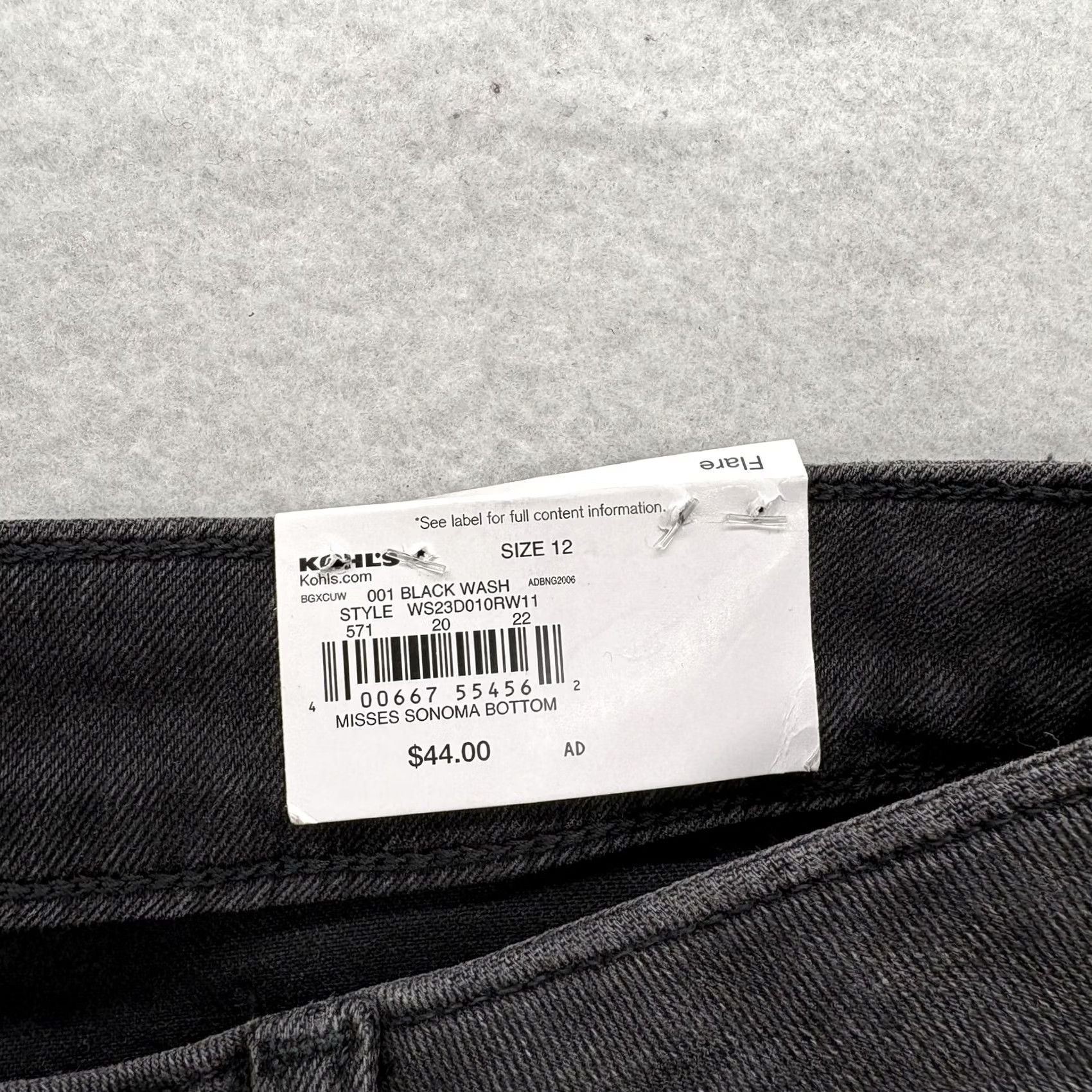 Vintage Sonoma Jeans Womens 12 Charcoal High Rise Slim Stretch Denim Pants Flare 5-Pocket Size 34" / US 12 / IT 48 - 4 Thumbnail