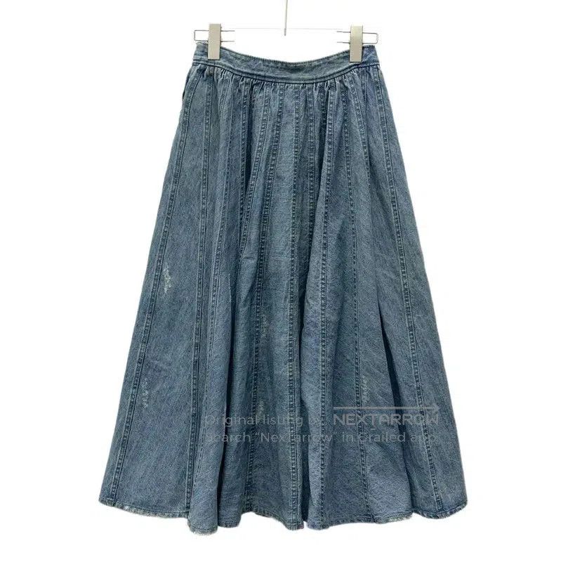 Miu Miu Miu Miu Blue Cotton Pleated Skirt . Size 24" / US 00 / IT 34 - 2 Thumbnail