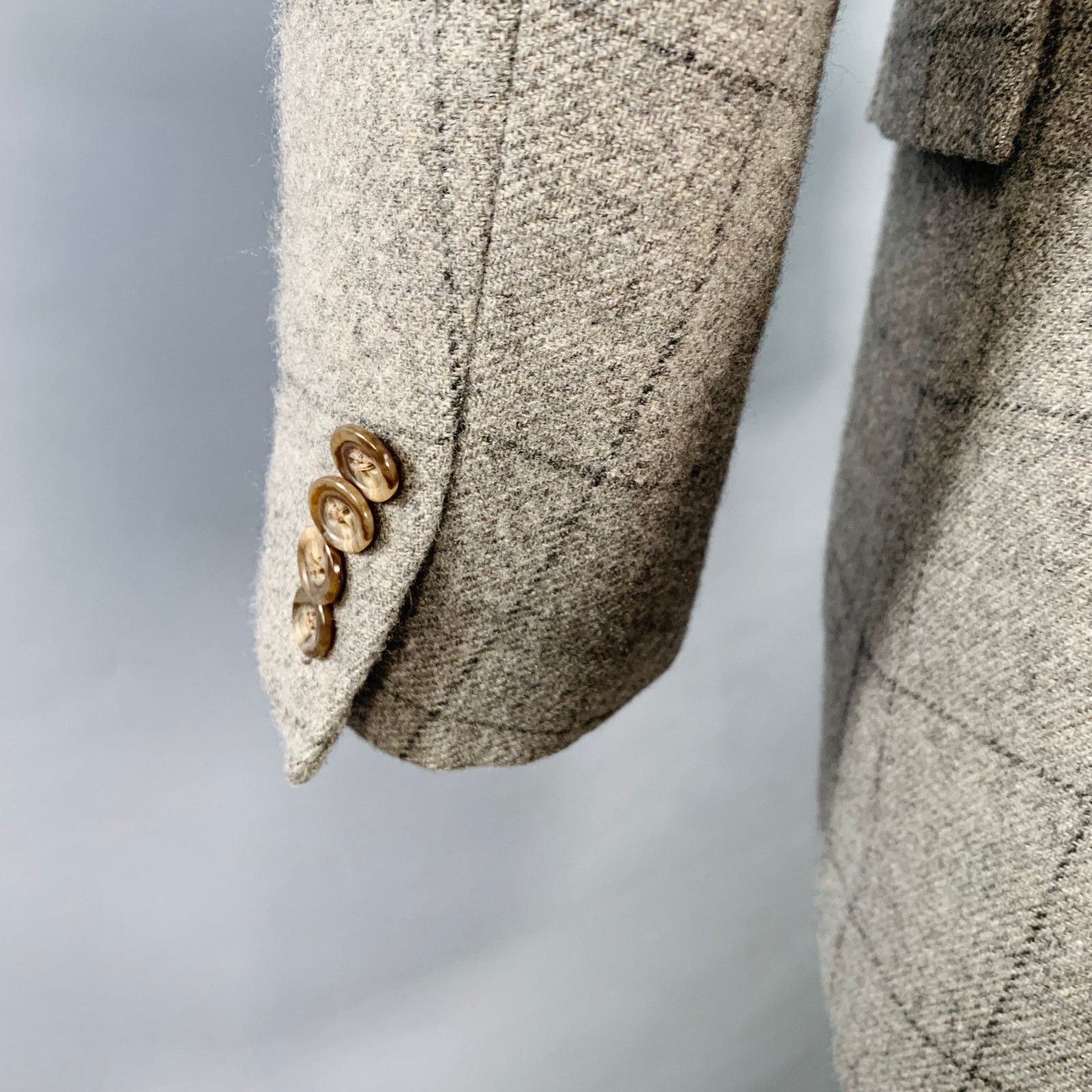 Ralph Lauren Size 38 Regular Grey Black Window Pane Cashmere Sport Coat Size 38R - 4 Thumbnail
