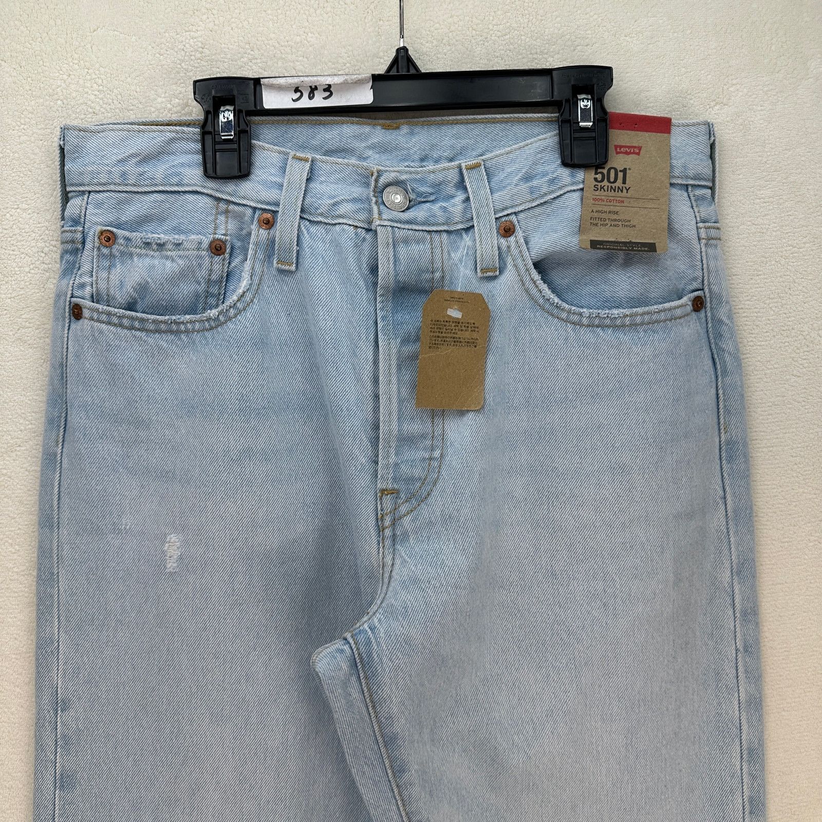 Levi's LEVI'S 501 SKINNY WOMEN'S 29X30 LIGHT WASH DENIM JEANS Size 29" - 2 Thumbnail