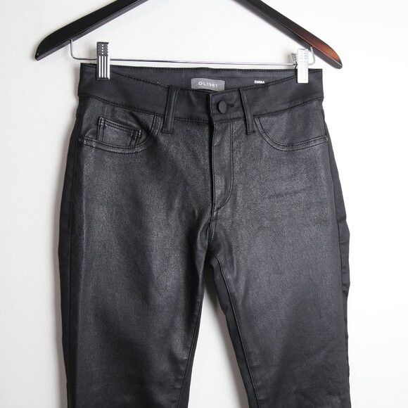 DL1961 DL1961 Emma Waxed Skinny Low Rise Instasculpt Poseidon Pants Size 25" / US 0 / IT 36 - 2 Thumbnail