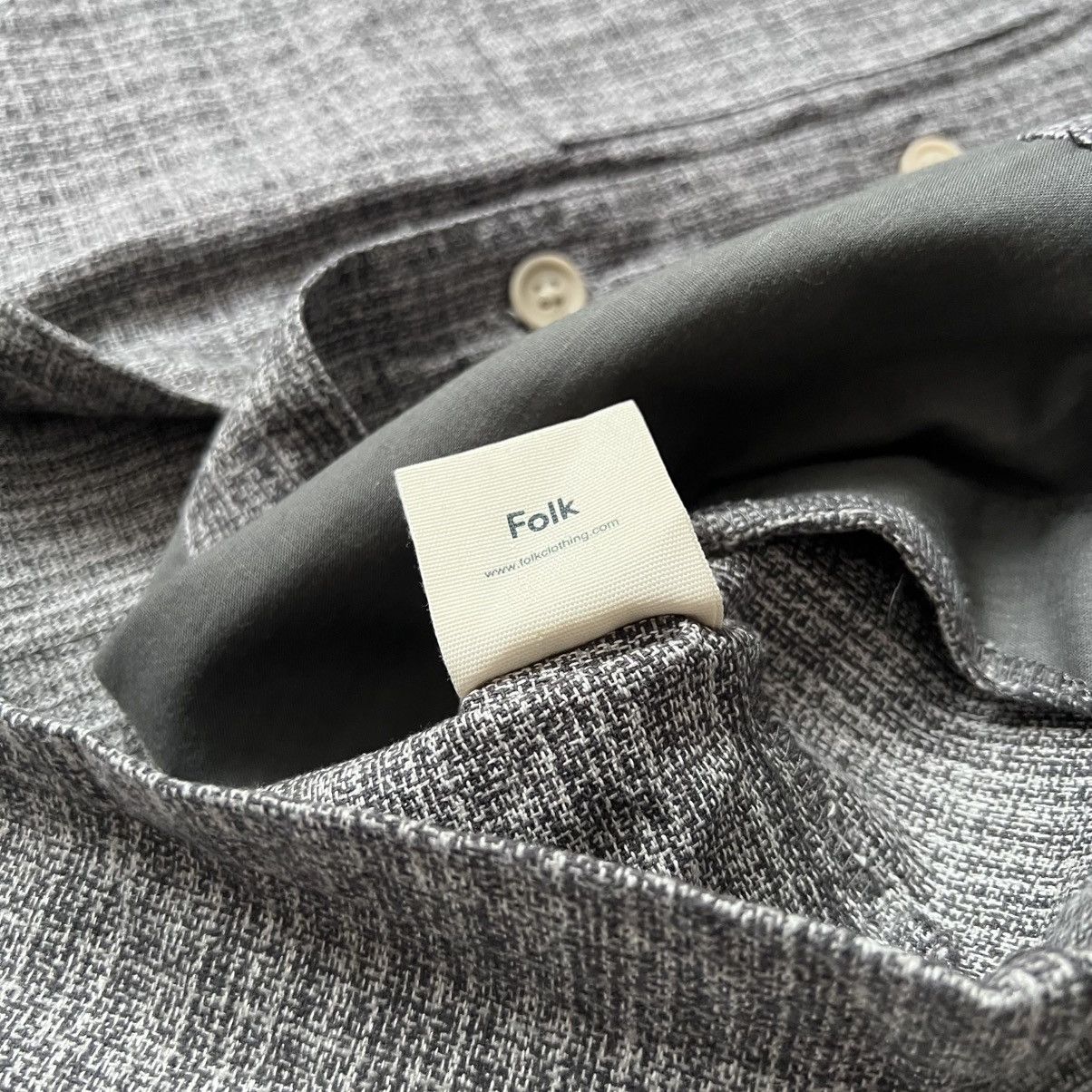 Folk Folk Mens Grey Textured Cotton patch overshirt jacket Size US M / EU 48-50 / 2 - 6 Thumbnail