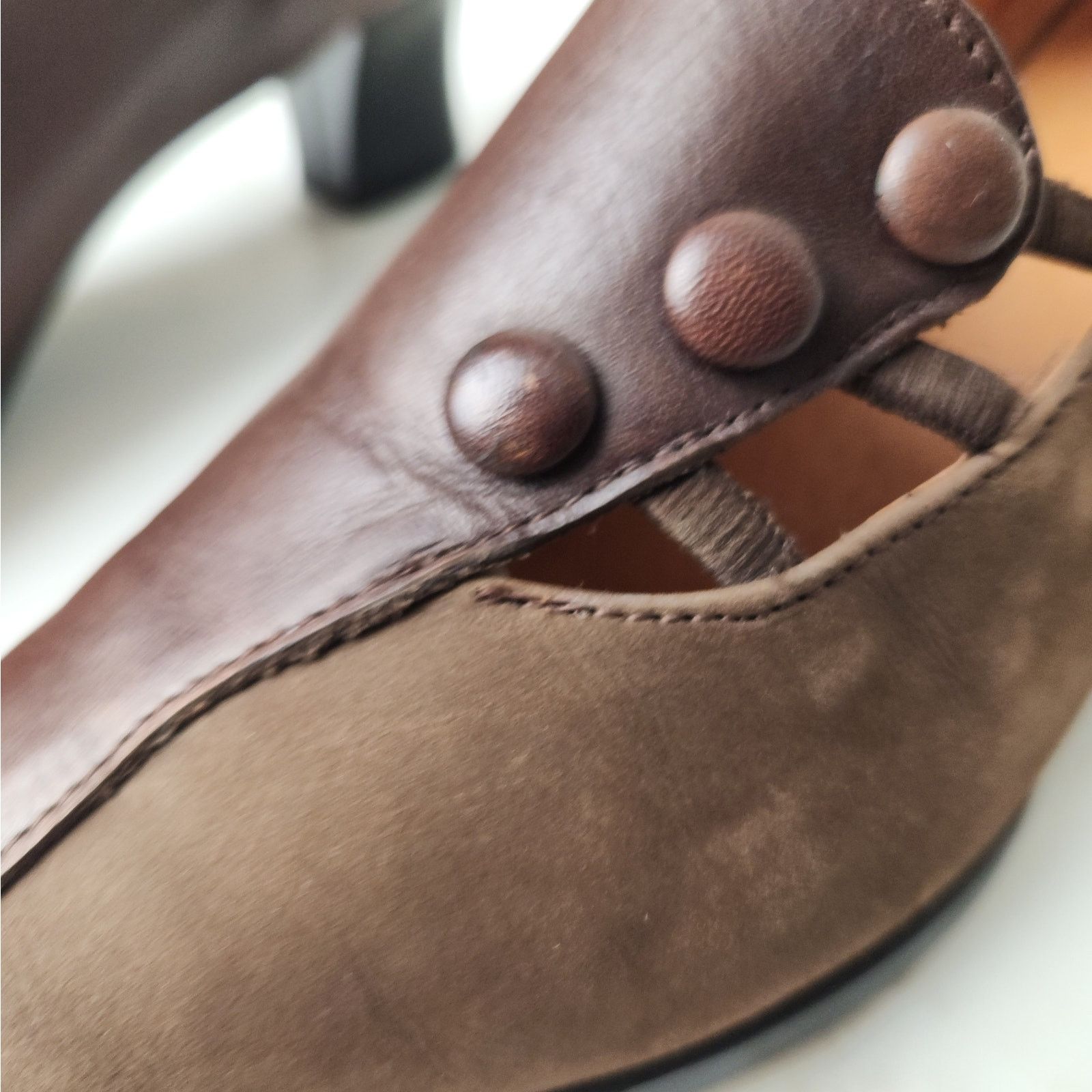 Other Vintage 80s Leather Suede Brown Heels Pumps 8-8 1/2 Sabotage Size US 8 / IT 38 - 4 Thumbnail