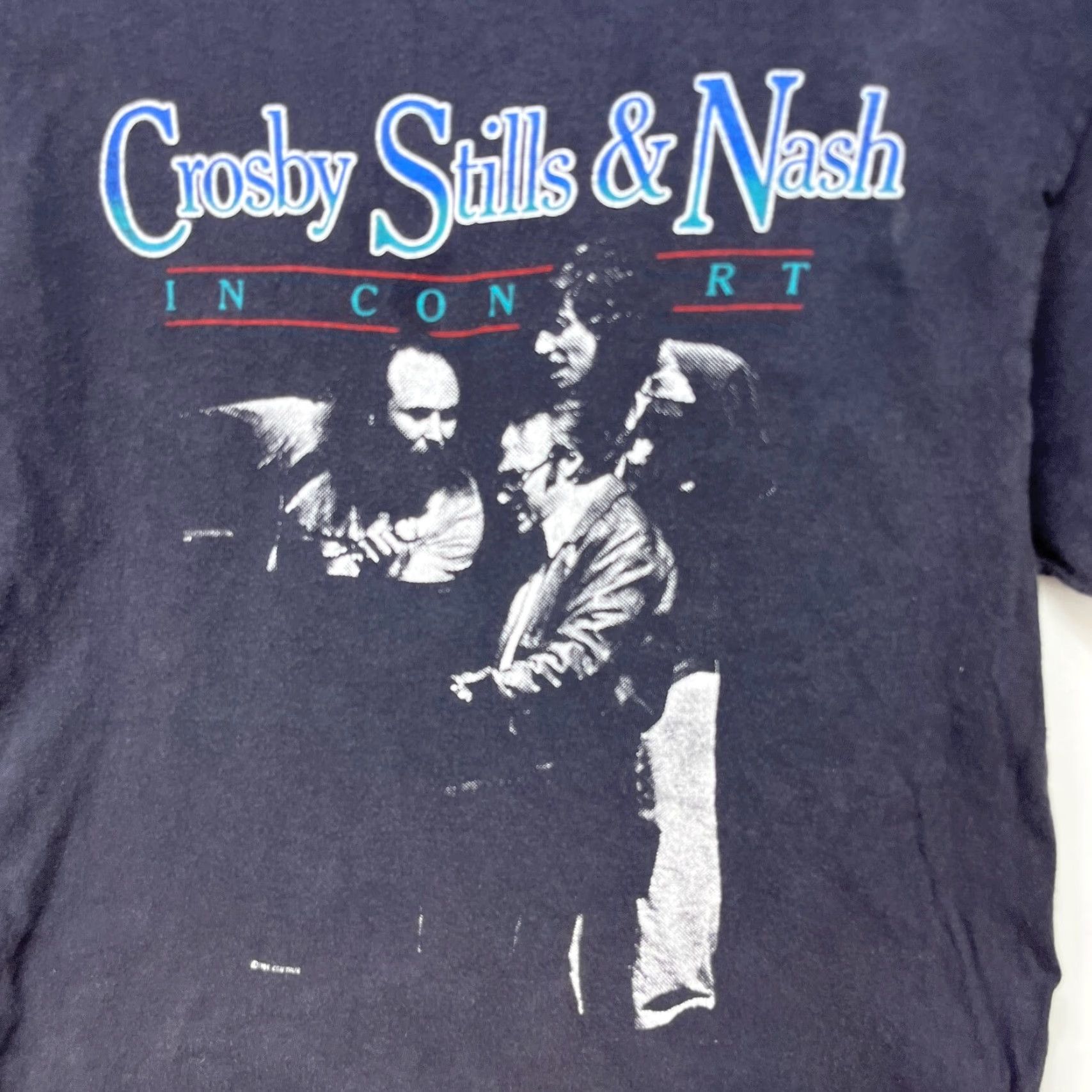 Vintage VINTAGE Crosby Stills and Nash Concert Band T Shirt M Black 80s 1984 Mens Shirt** Size US M / EU 48-50 / 2 - 3 Thumbnail