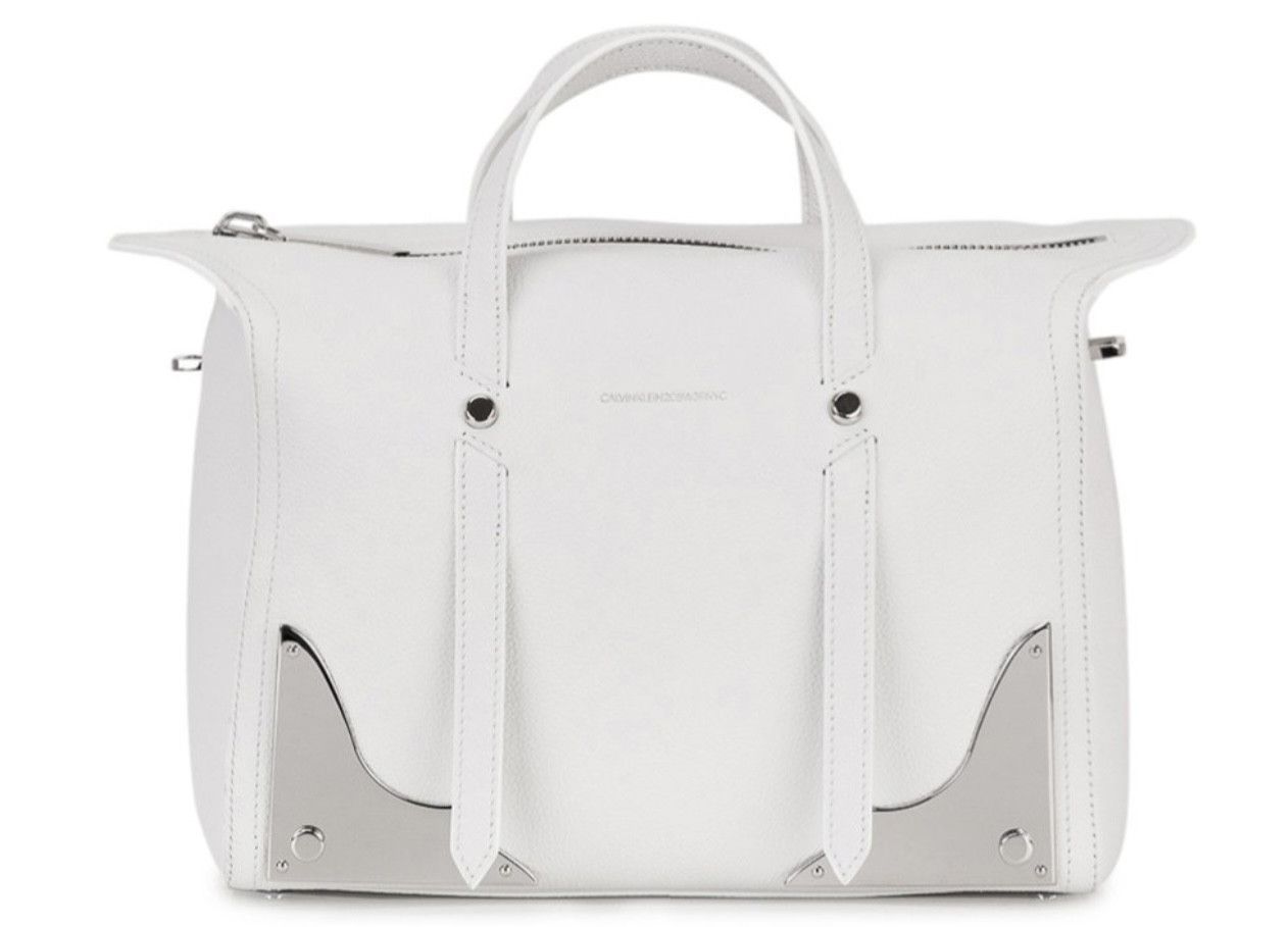 Raf Simons Medium White Pebbled Handbag w/Strap