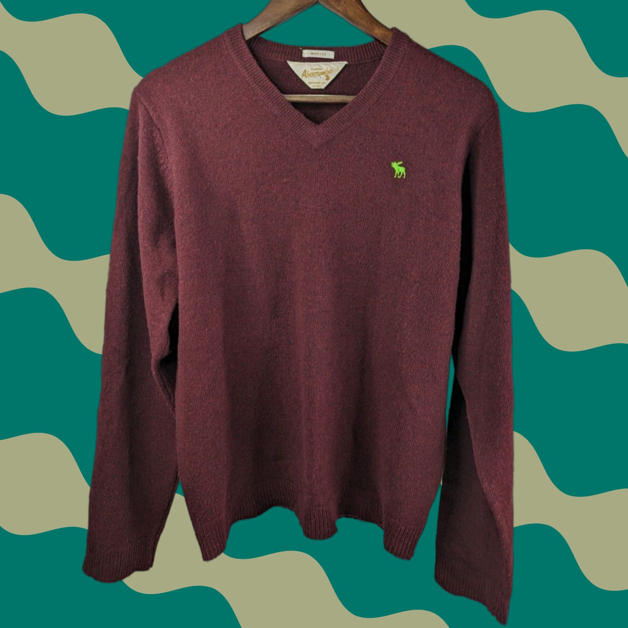 Abercrombie & Fitch VINTAGE Abercrombie & Fitch Sweater Unisex Adults Wool Maroon V-Neck Pullover Knit Size L Size US L / EU 52-54 / 3 - 1 Thumbnail