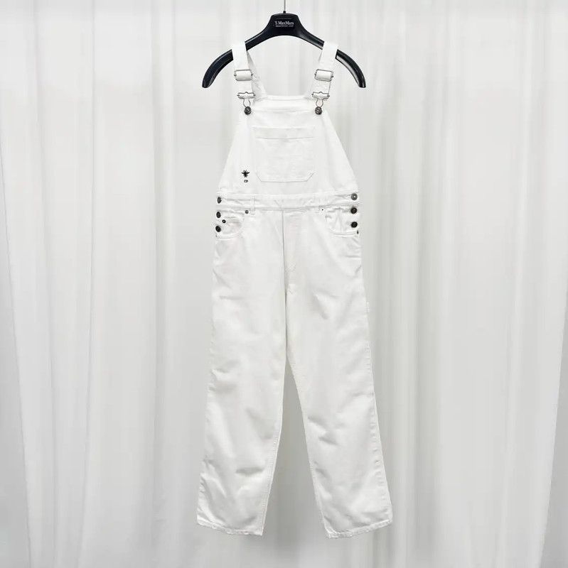 Dior Dior White Denim Logo Embroidered Casual Pants 0089 Size 23" - 1 Thumbnail