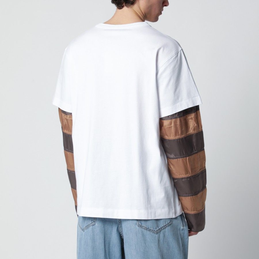 Dries Van Noten o1d2blof0226 T-Shirt With Striped Sleeves in White Size US M / EU 48-50 / 2 - 3 Thumbnail