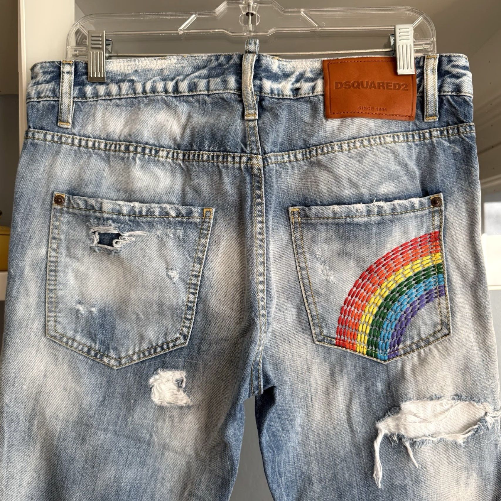Dsquared2 VINTAGE Dsquared2 Cool Girl Cropped Jean Low Rise Distressed Rainbow Woman Jeans 42 Blue Rainbow Distressed 90s Womens Size 28" / US 6 / IT 42 - 2 Thumbnail