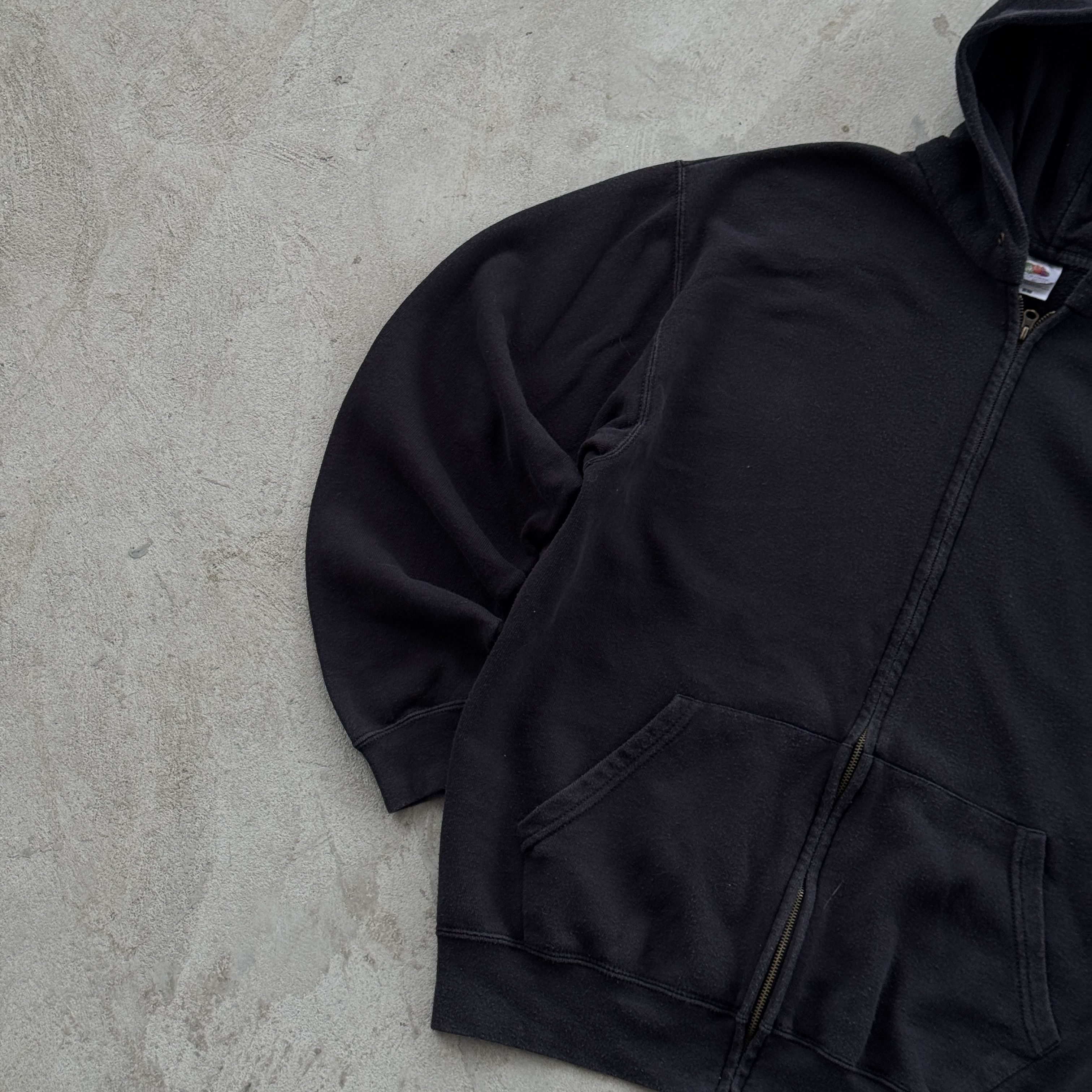 Fruit Of The Loom Vintage 90s Basic Zip Baggy Y2K Hooded Sweatshirt Size US L / EU 52-54 / 3 - 3 Thumbnail