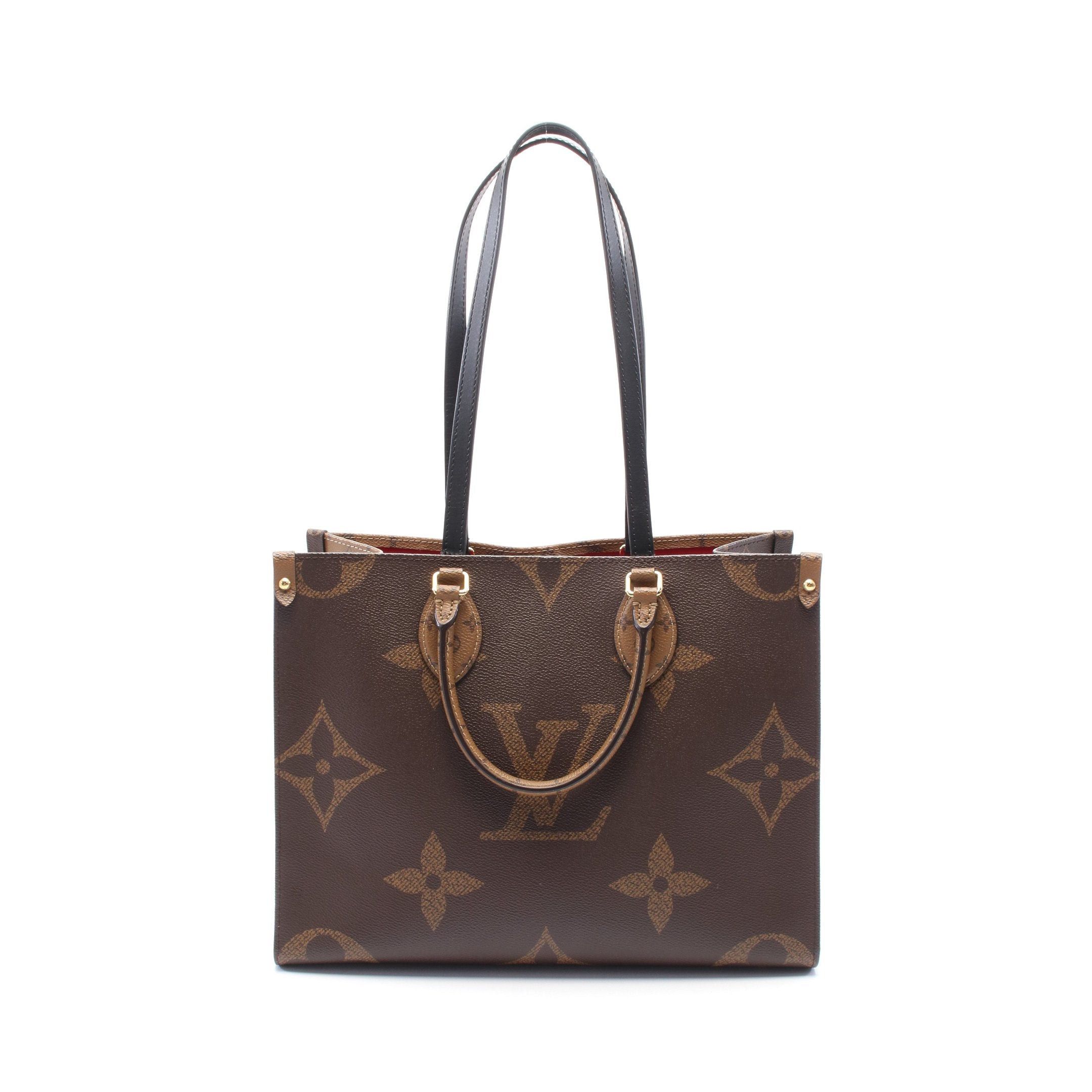 Louis Vuitton Louis Vuitton On-The-Go Mm Monogram Giant Reverse Shoulder Bag Tote Leather Brown Beige Size ONE SIZE - 1 Thumbnail