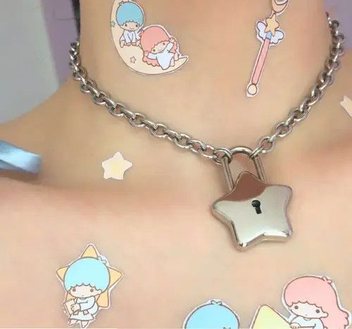 Jewelry Cute Star Shape Lock Pendant Chain Necklace Size ONE SIZE - 2 Thumbnail