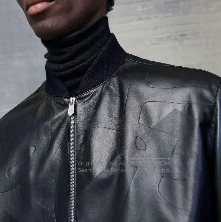 Hermes Hermes Men's Runway Grey-Green Baseball Collar Leather Jac Size US M / EU 48-50 / 2 - 8 Thumbnail