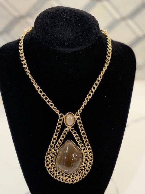 Jewelry 2 Toned Brown Stones on a Gold Chain Size ONE SIZE - 3 Thumbnail